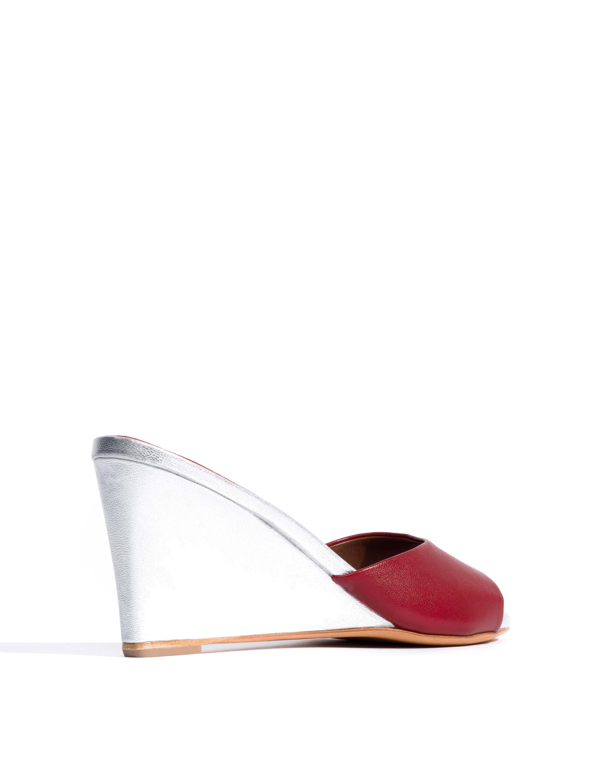 Gwen 75 wedge Shiny lamb & metallic goat Pomegranate & silver - Anonymous Copenhagen Heels