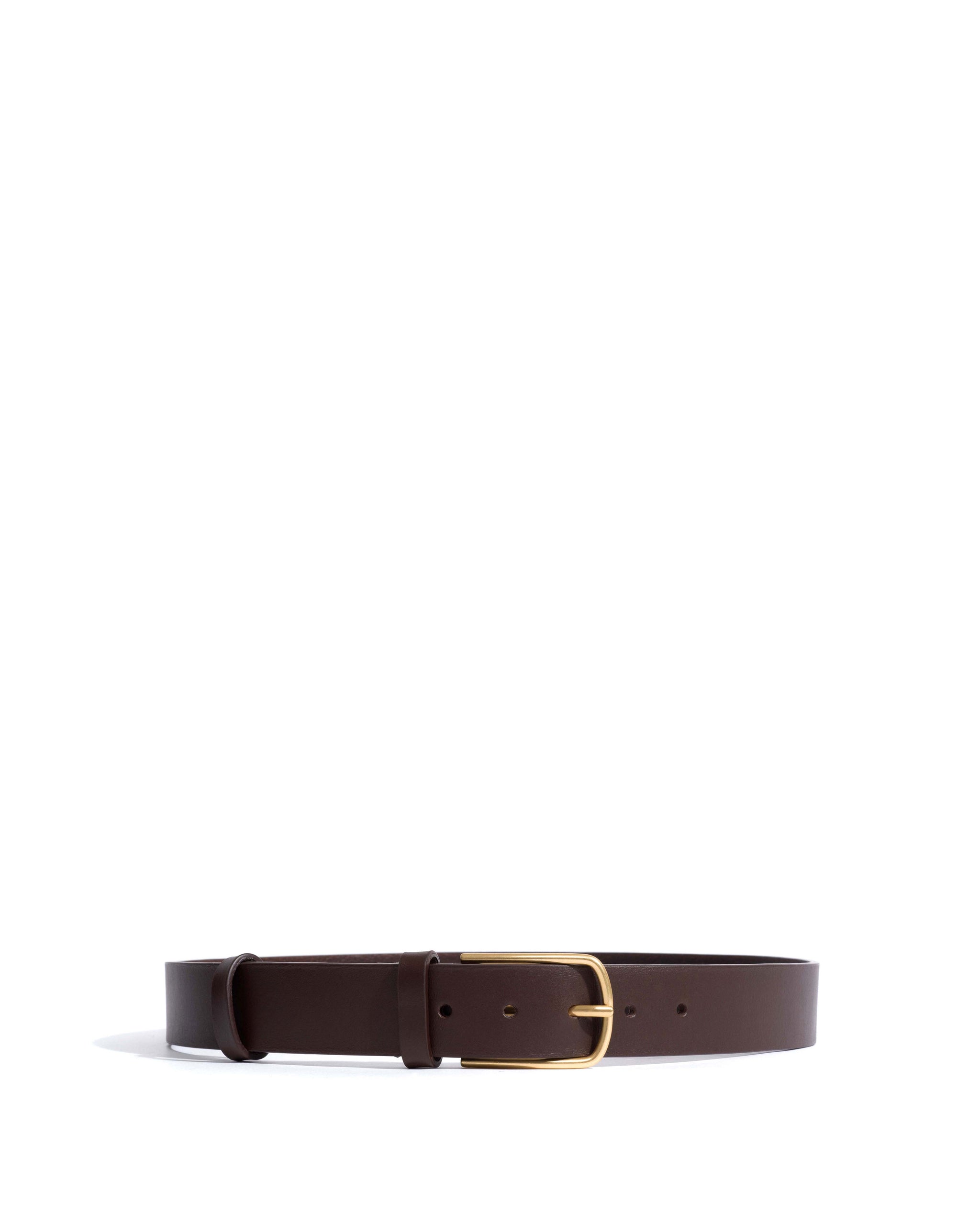 Whane simple unisex leather belt Vegetal soft calf & metal Coffee brown & gold buckle - Anonymous Copenhagen Belts