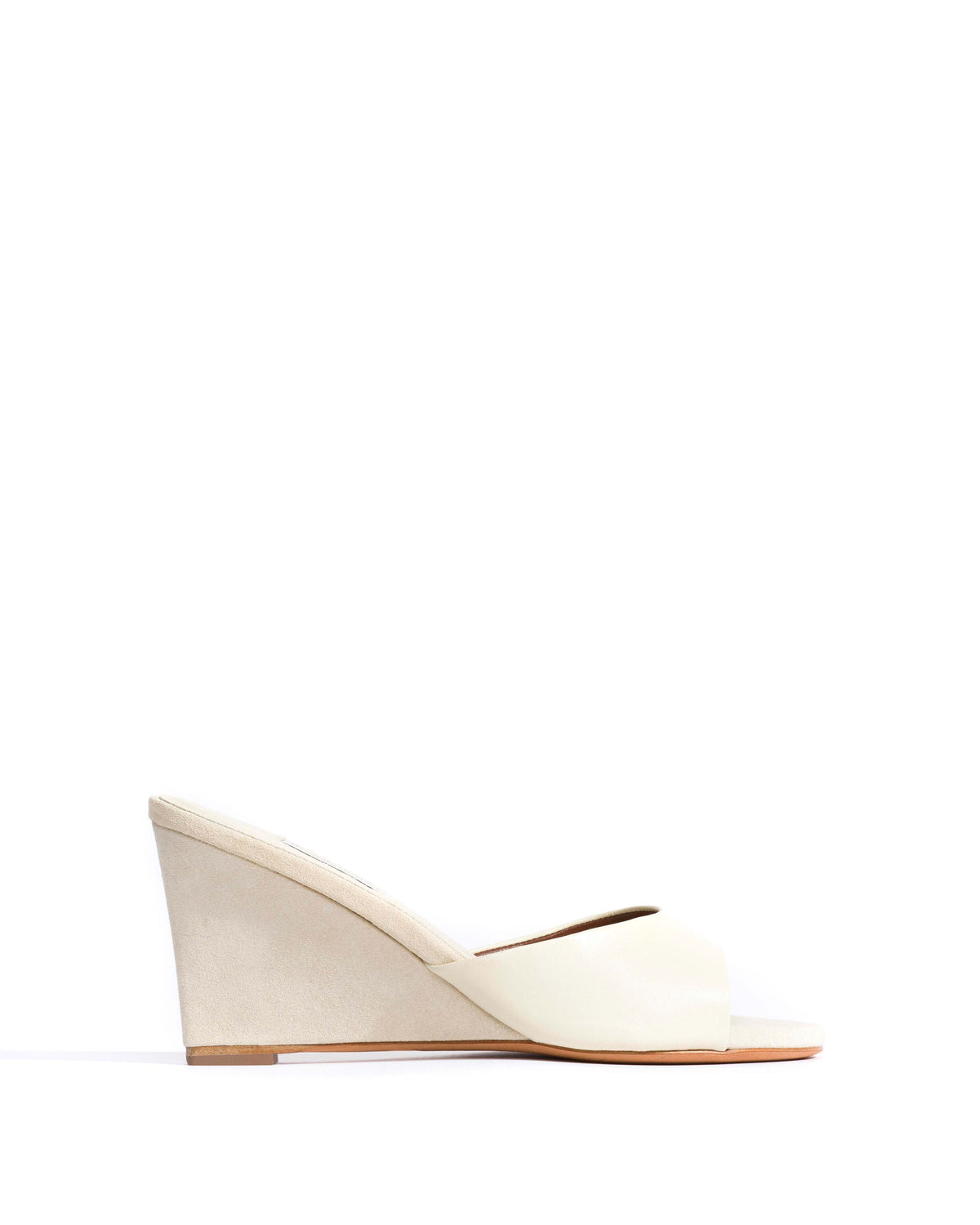 Gwen 75 wedge Shiny lamb & suede leather White sand & antique white