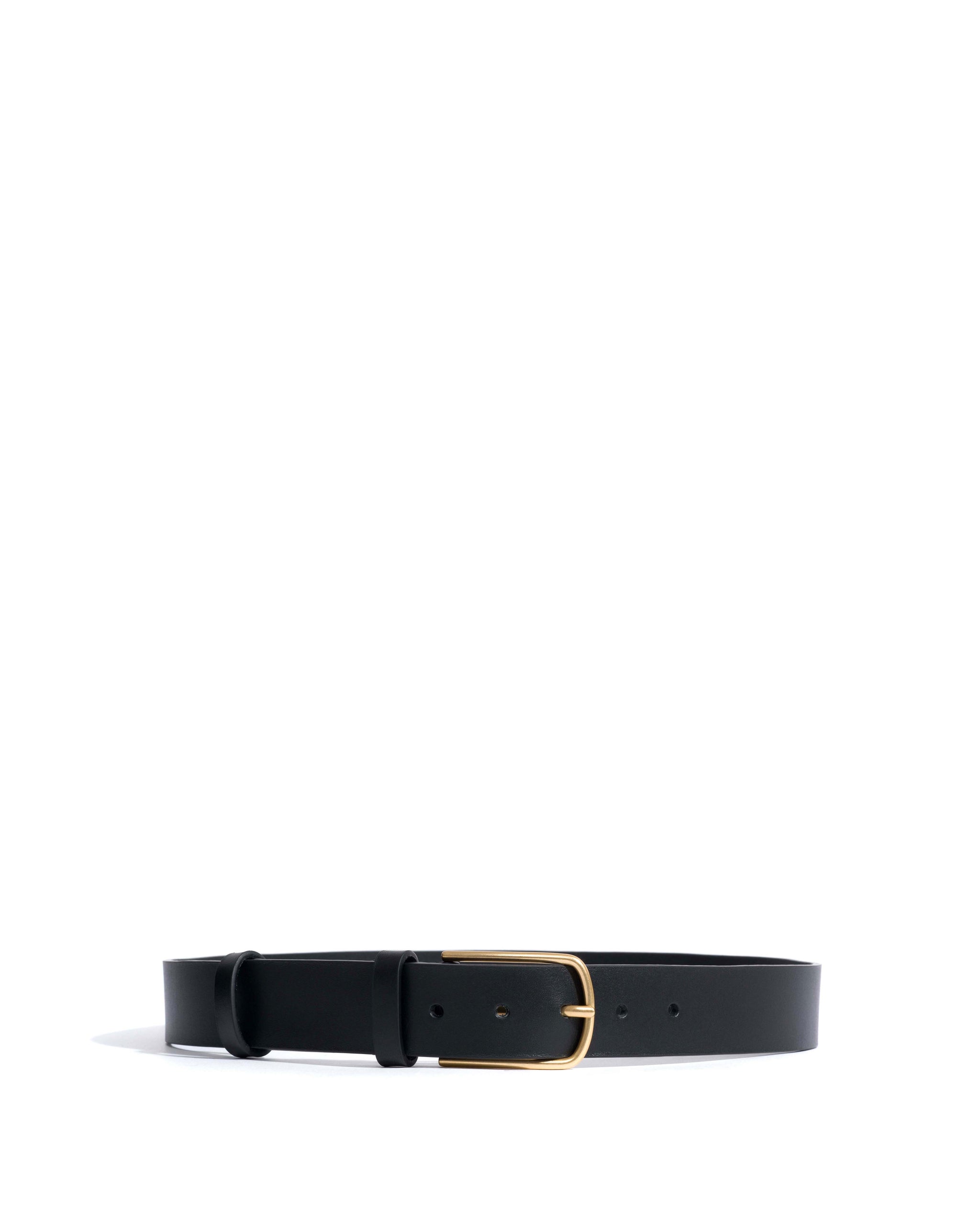 Whane simple unisex leather belt Vegetal soft calf & metal Black & gold buckle - Anonymous Copenhagen Belts