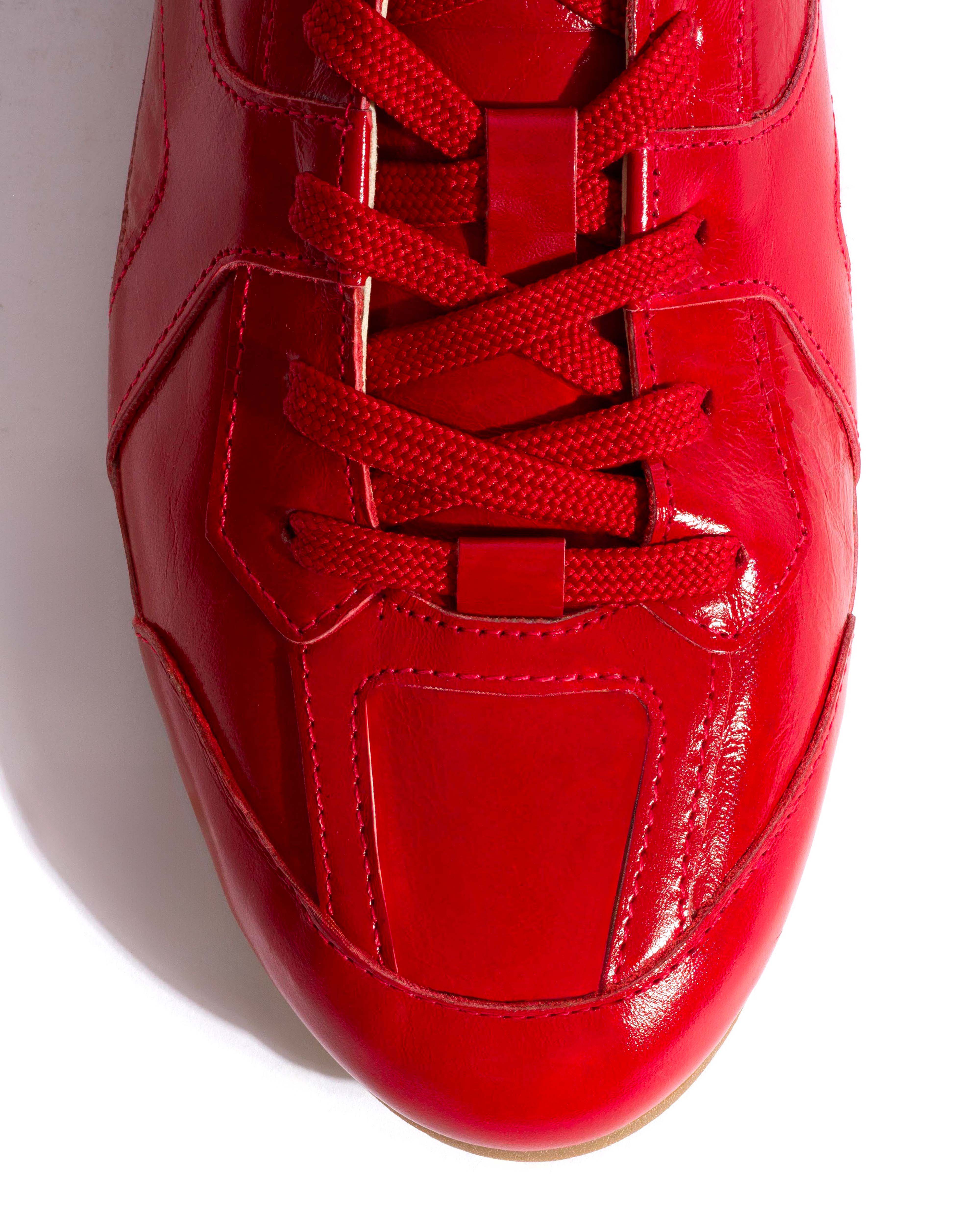 Sneakerina Crinkled polished goat Scarlet