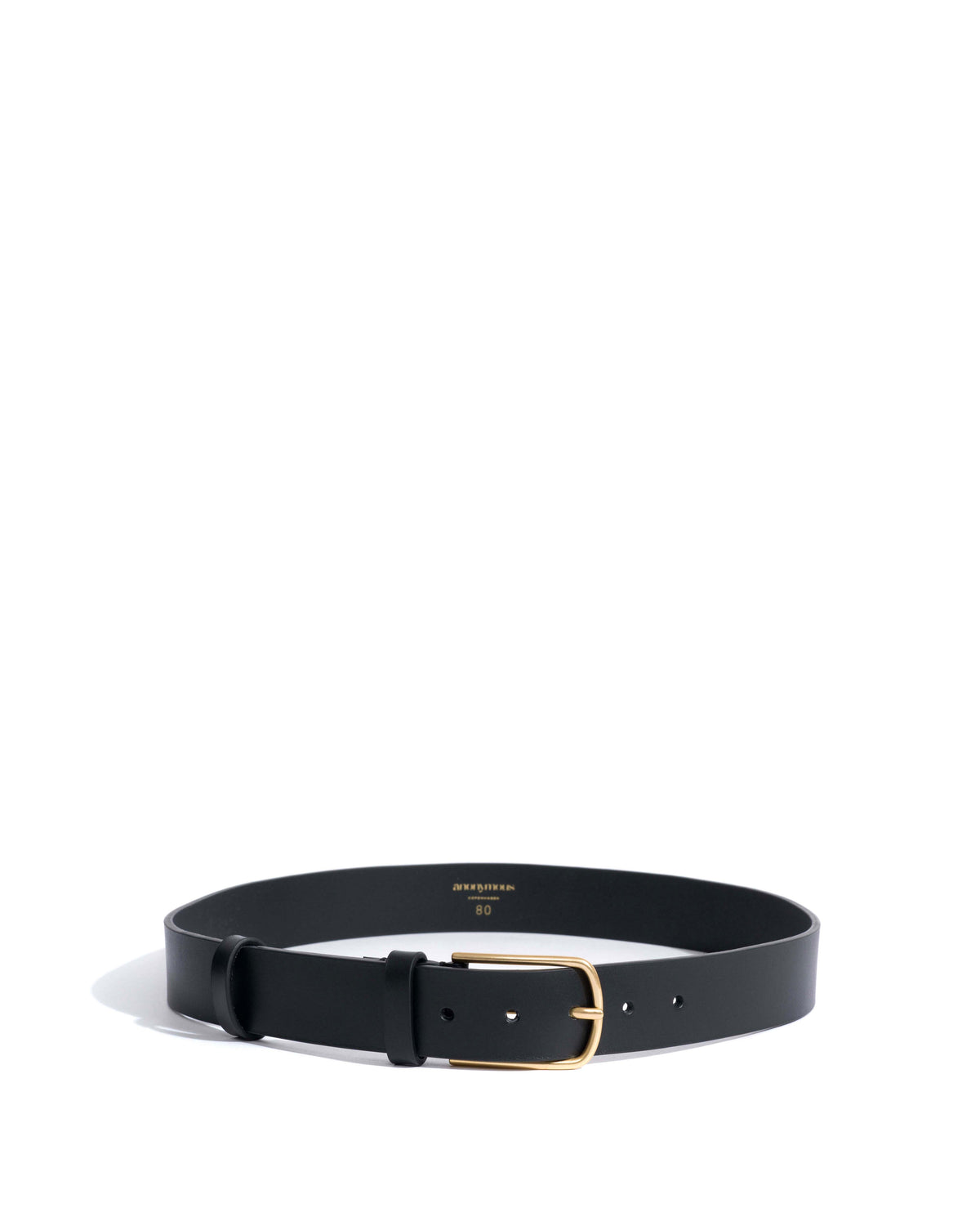 Whane simple unisex leather belt Vegetal soft calf & metal Black & gold buckle