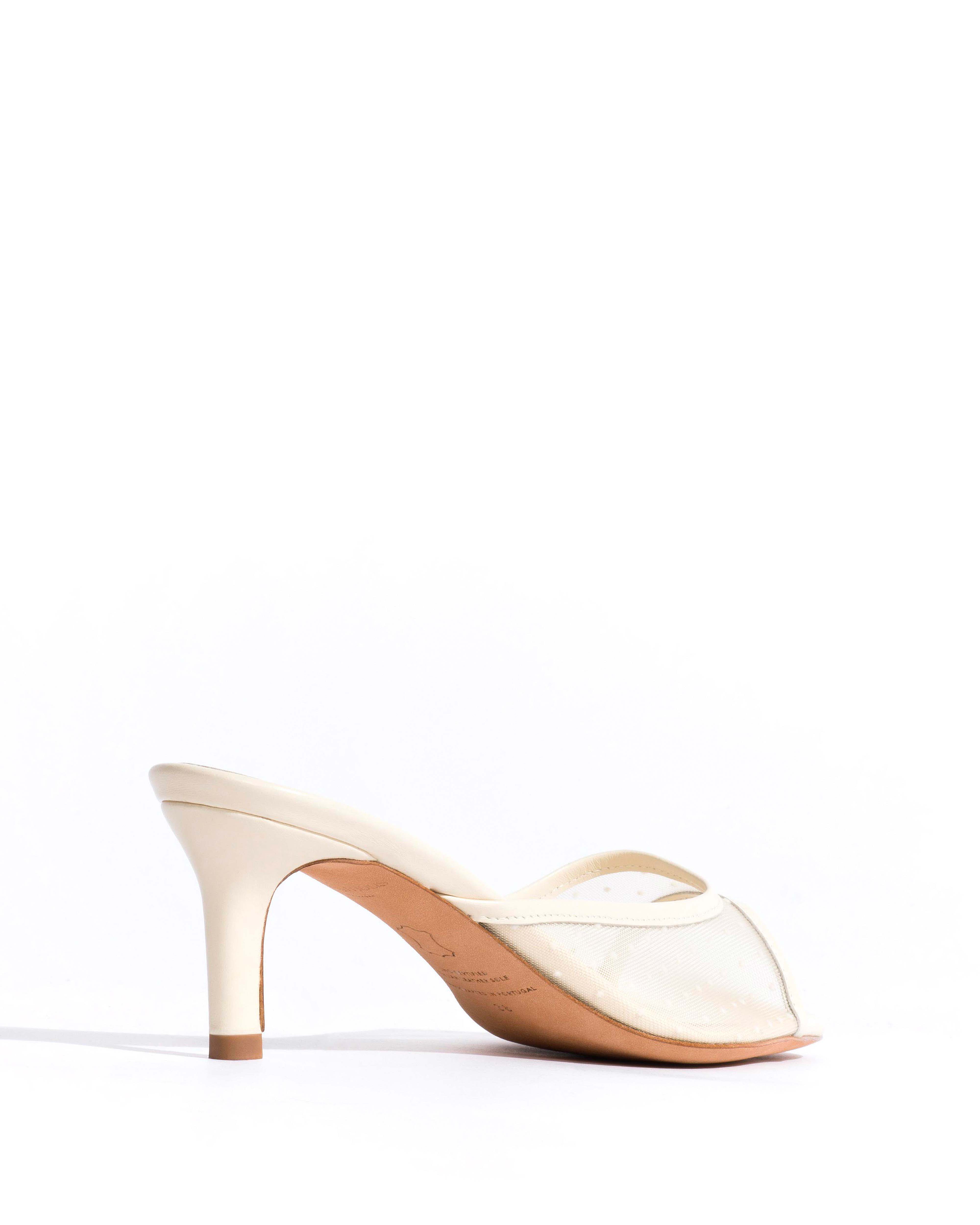 Mazy 55 mesh Shiny lamb & dot velvet mesh White sand