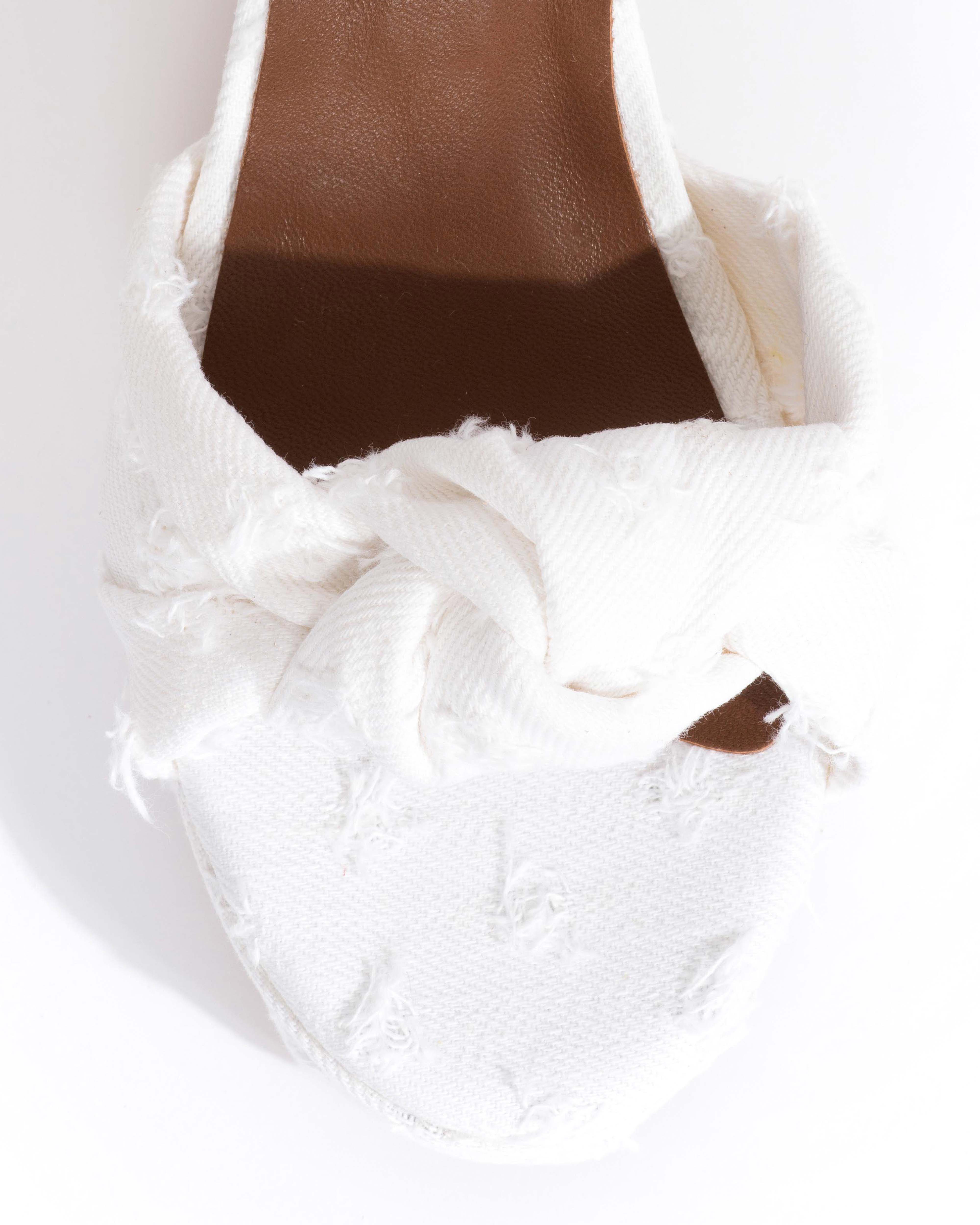 Aliza 85 platform Denim Distressed washed white