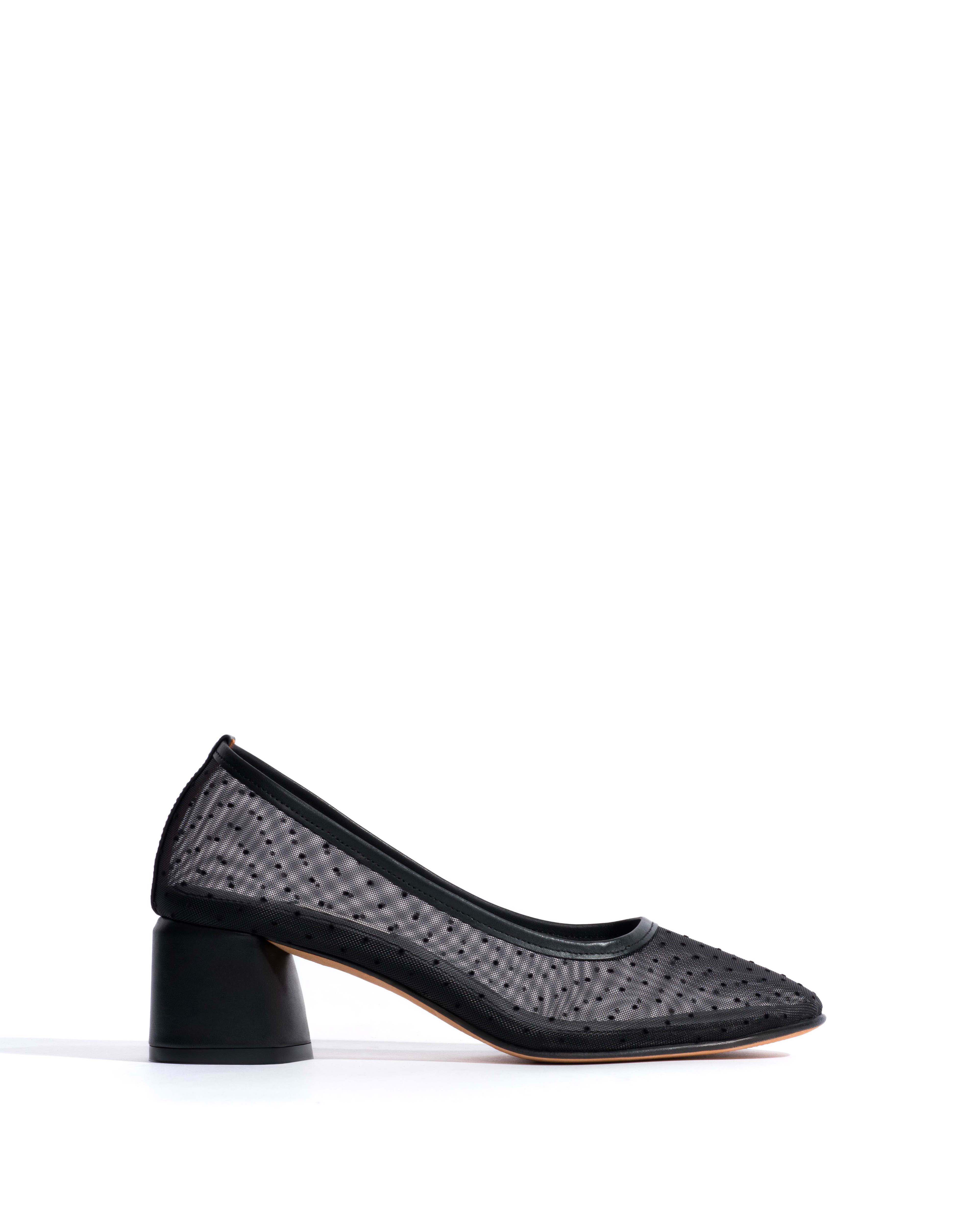 Sacha 40 mesh Shiny lamb & dot velvet mesh Black