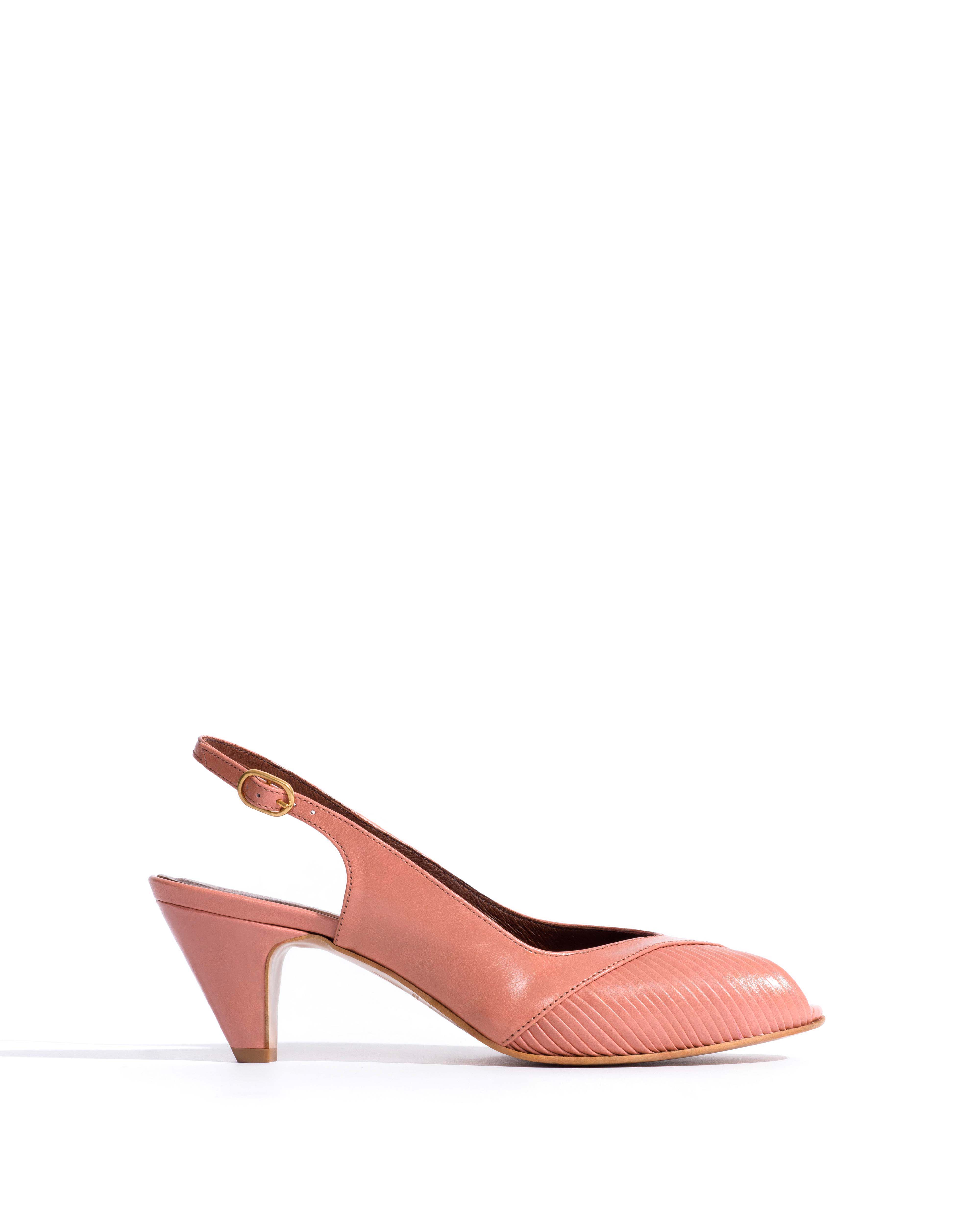 Cassandra 50 stiletto Crinkled polished goat Misty coral