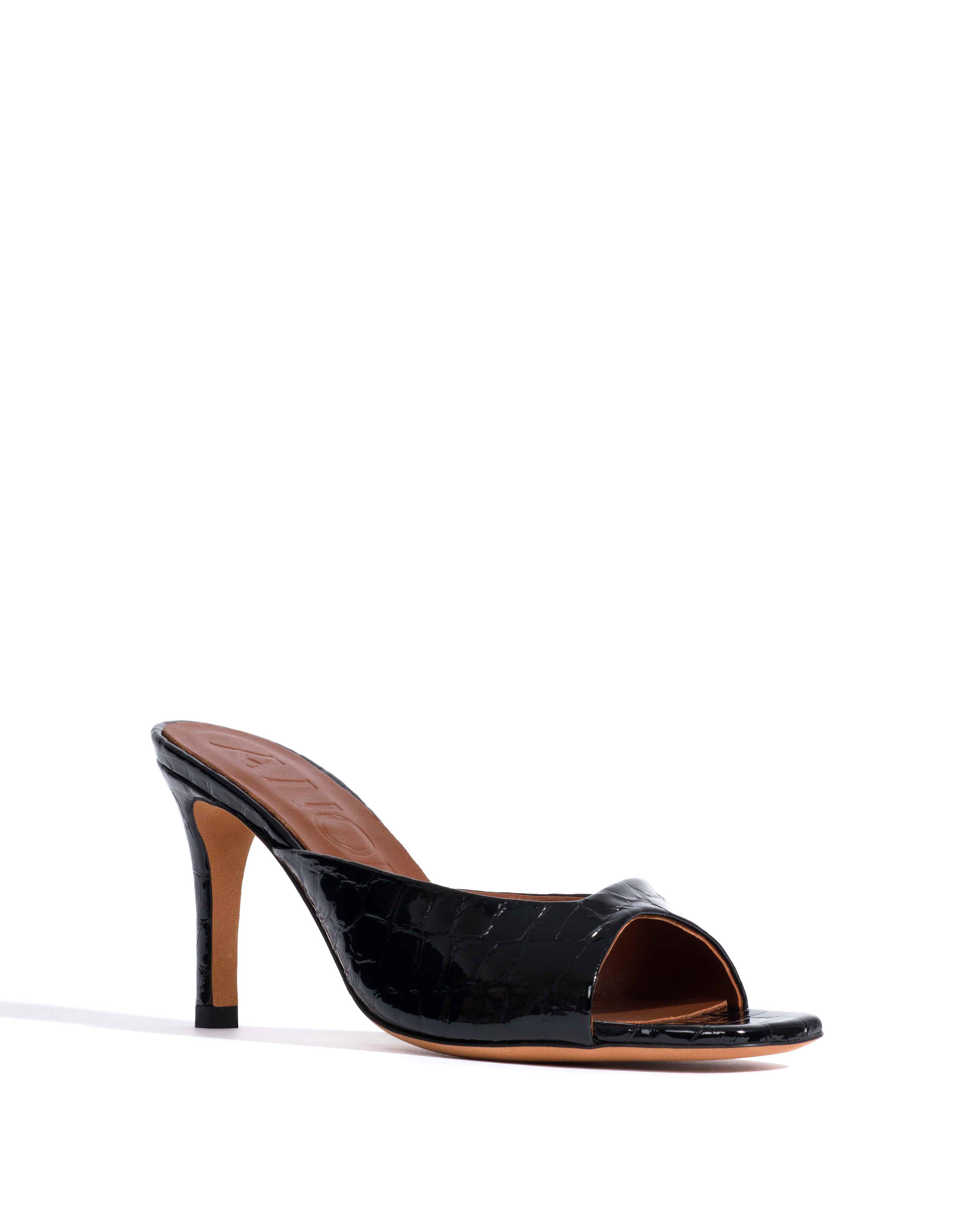 Mazy 75 Polished croco calf Black