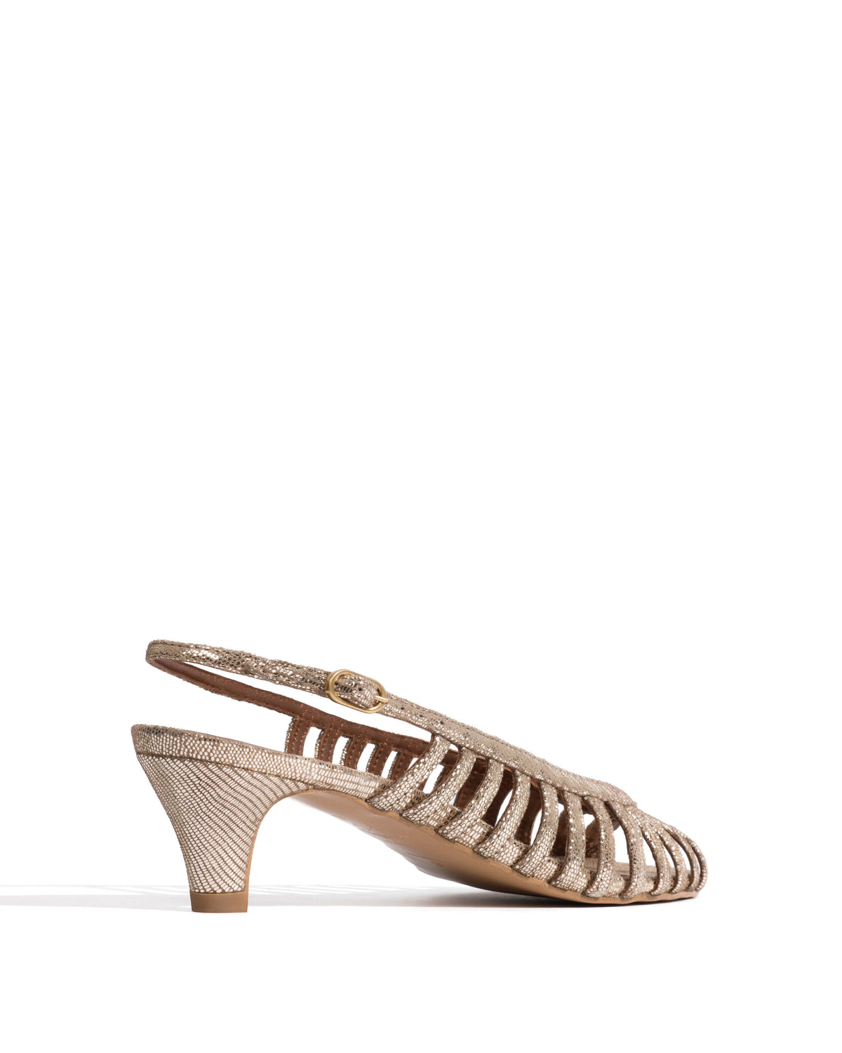 Carminho 40 stiletto Lizard metallic goat Vintage champagne
