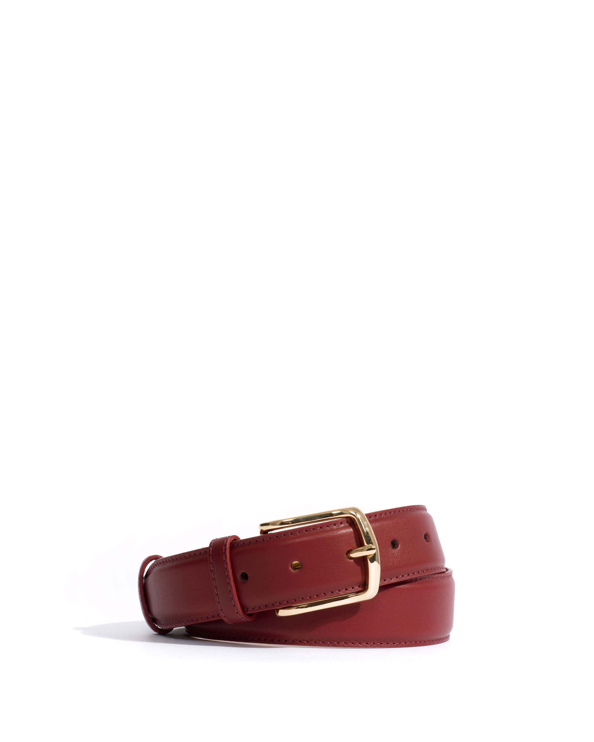 Quinn classic unisex leather belt Soft calf & metal Pomegranate & gold buckle - Anonymous Copenhagen Belts
