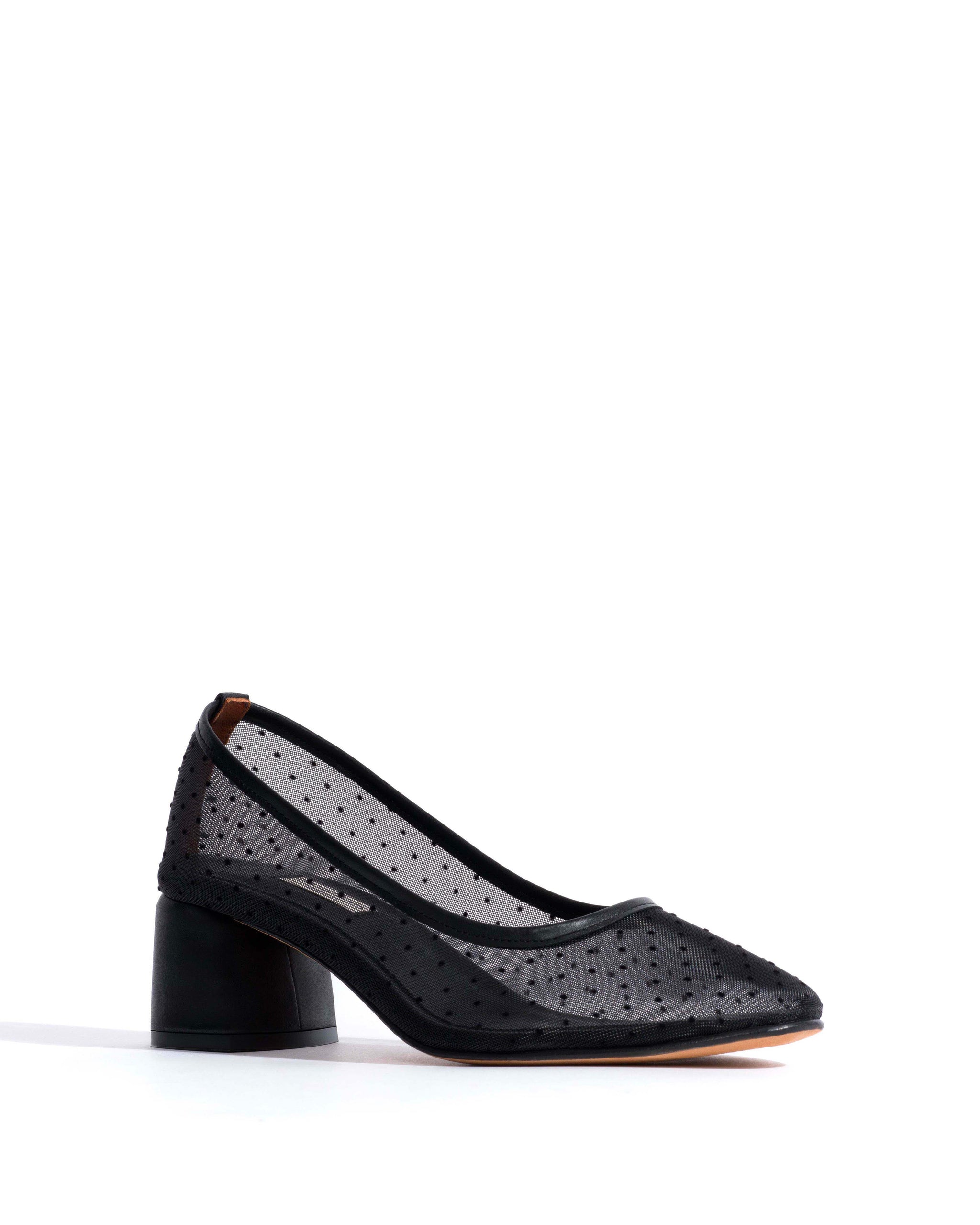 Sacha 40 mesh Shiny lamb & dot velvet mesh Black - Anonymous Copenhagen Heels