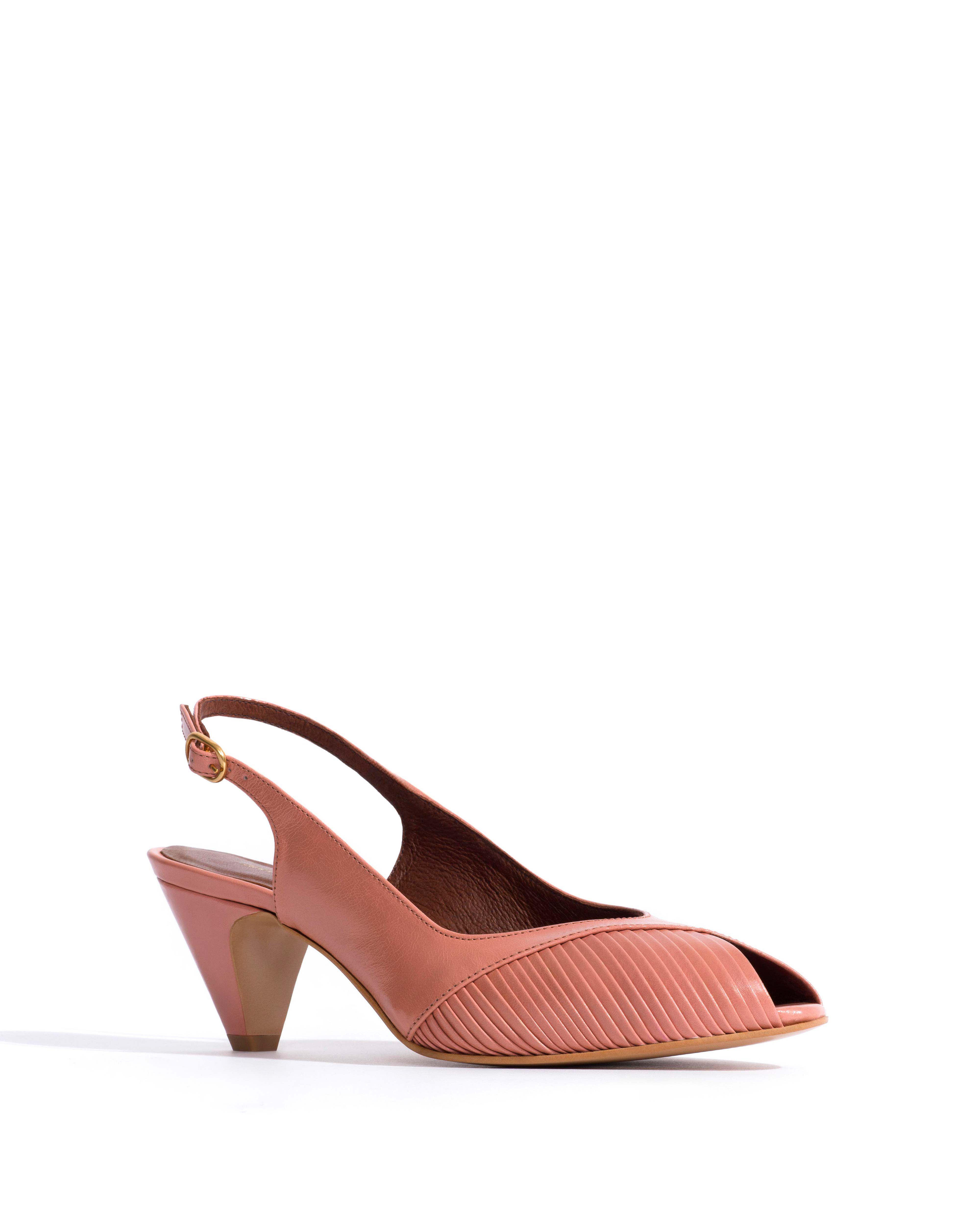 Cassandra 50 stiletto Crinkled polished goat Misty coral