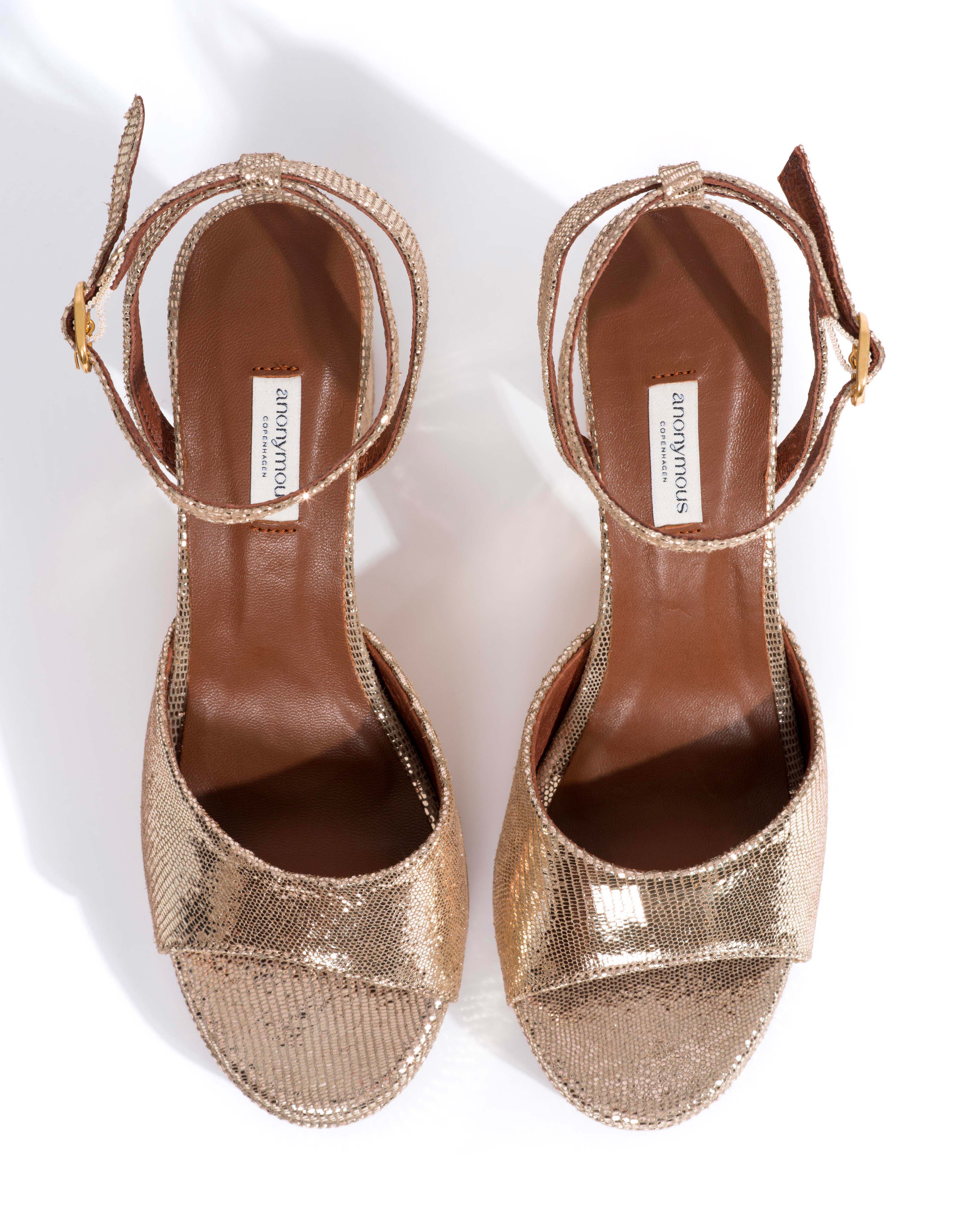 Jolie 85 platform Lizard metallic goat Vintage champagne