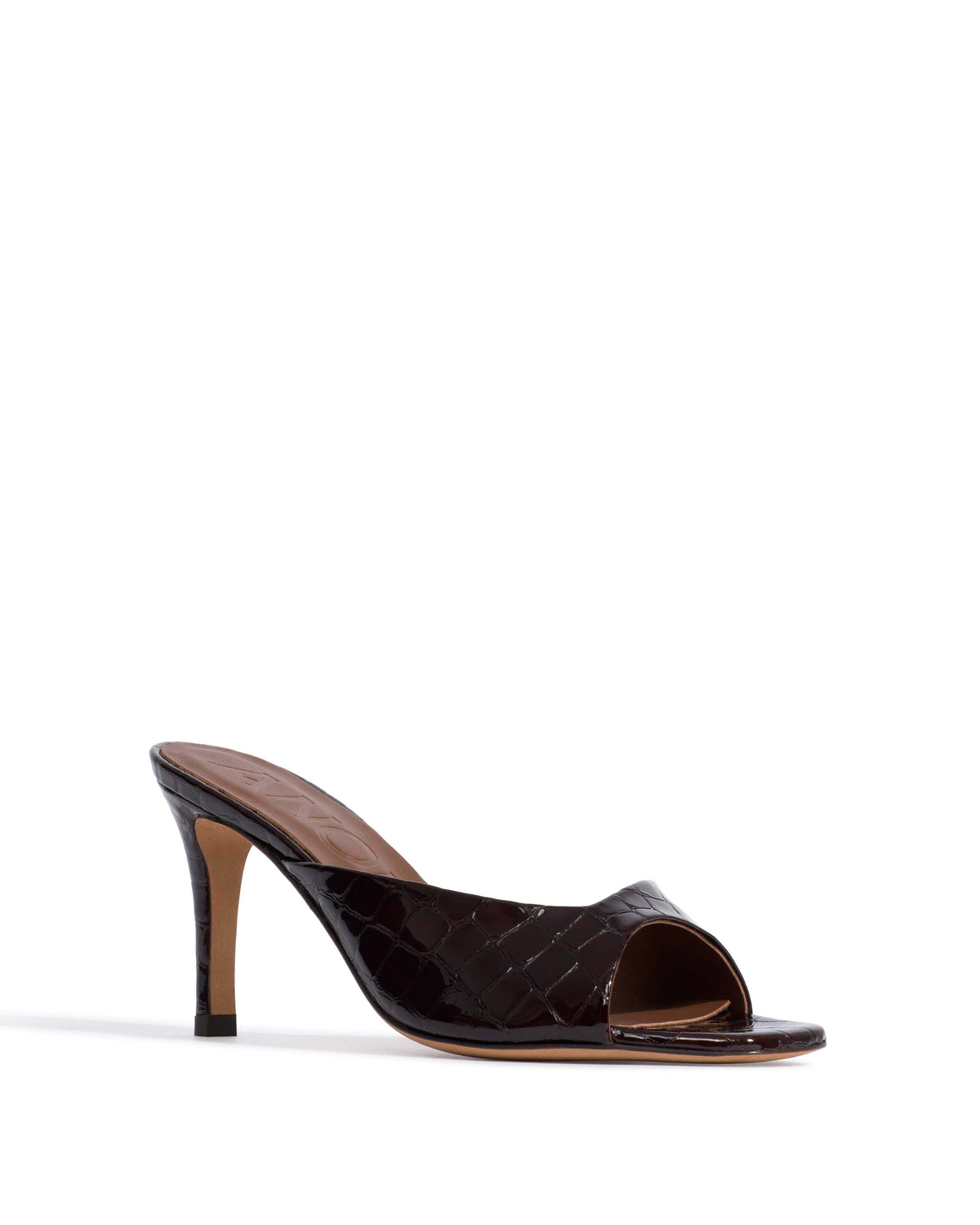 Mazy 75 Polished croco calf Coffee brown