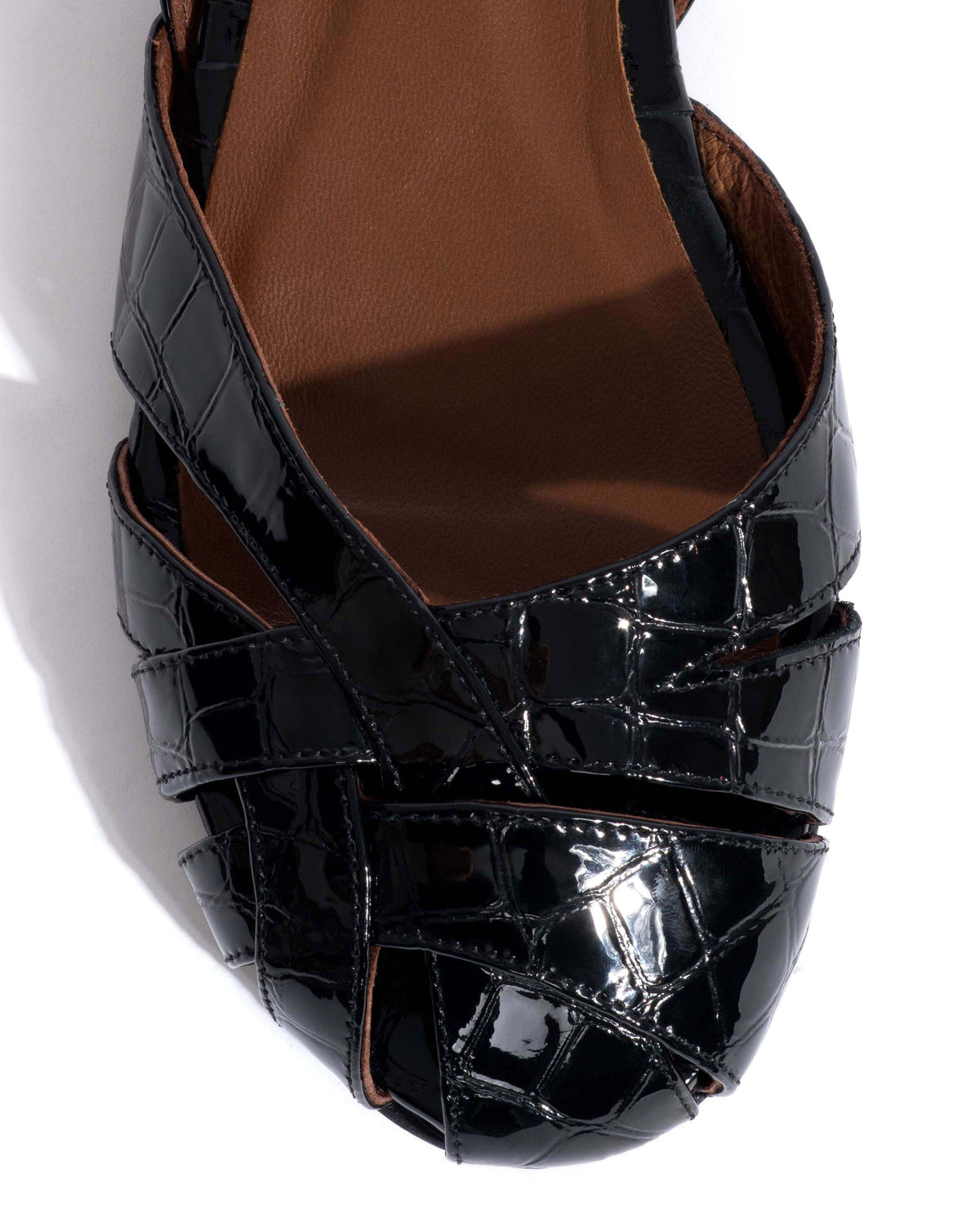 Banie 20 Polished croco calf Black
