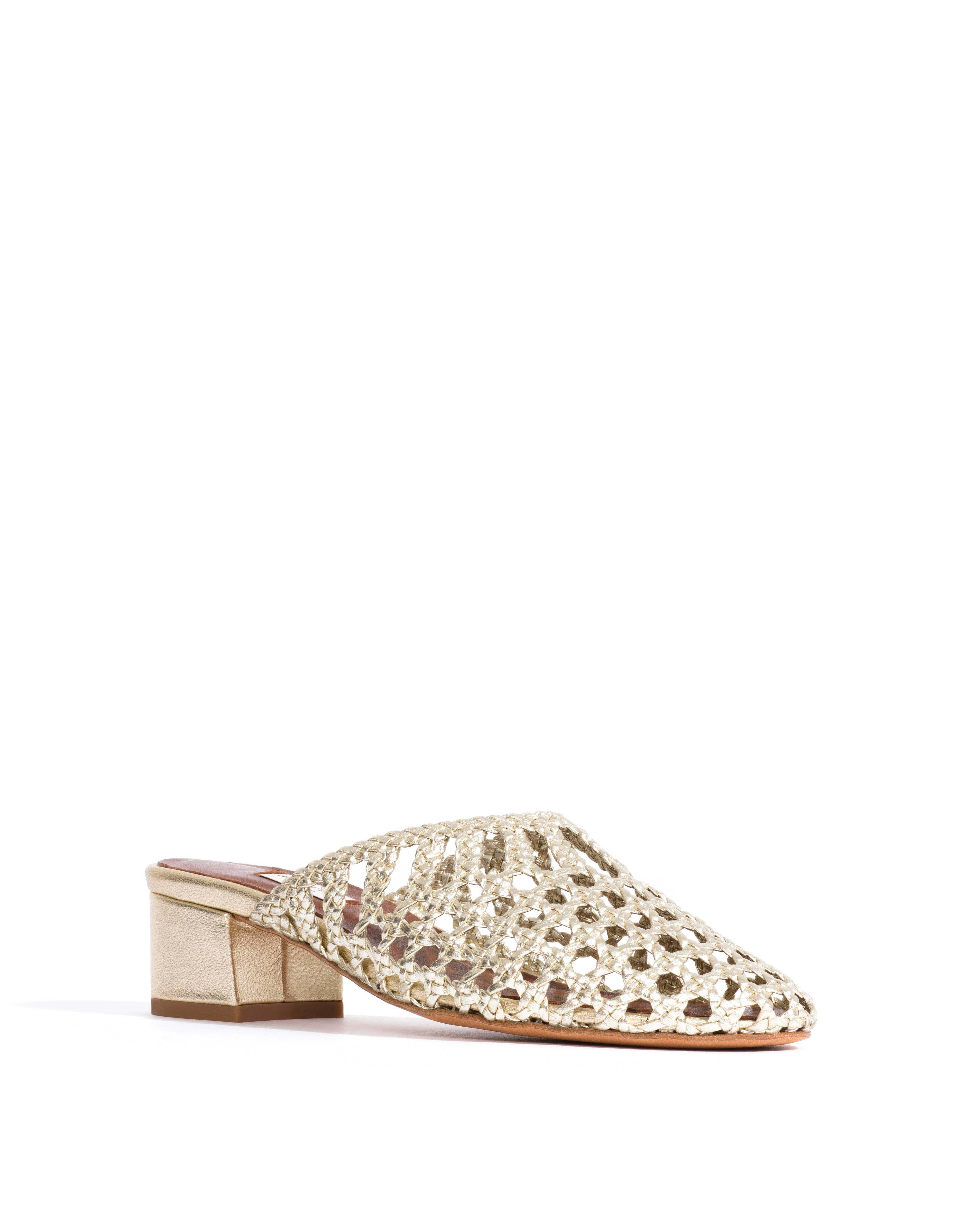 Sabrina 40 hand-braided leather Champagne