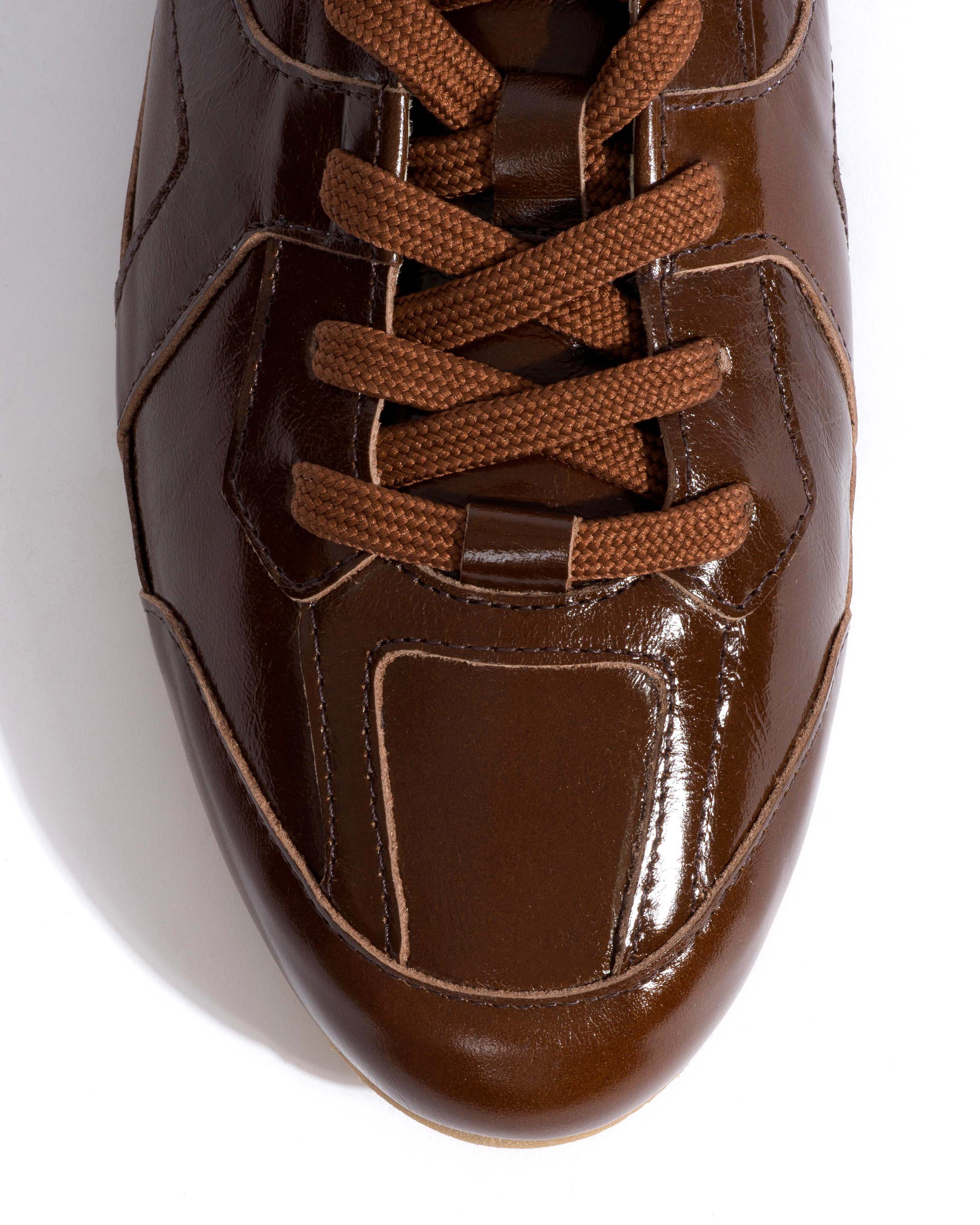 Sneakerina Crinkled polished goat Caramel brown