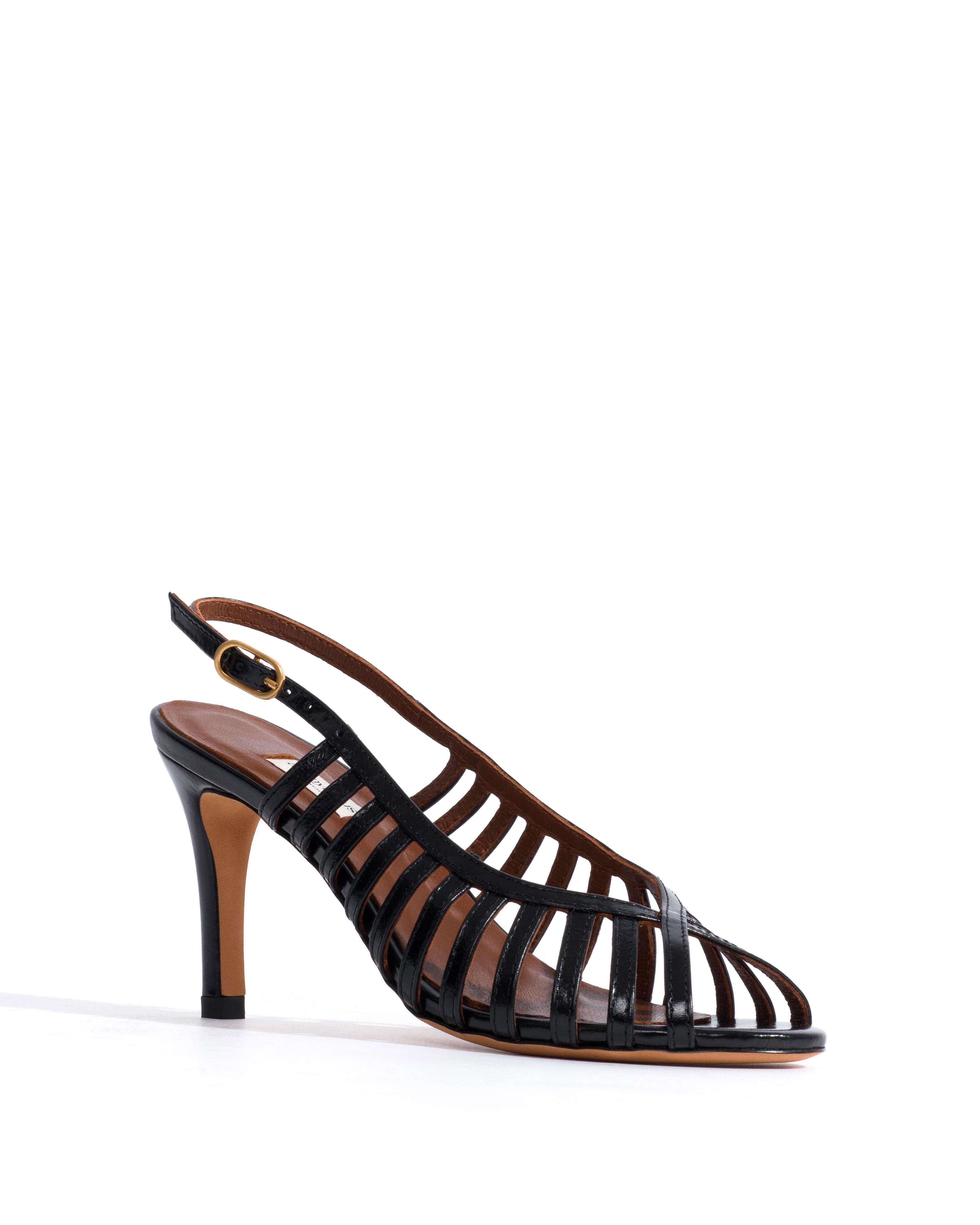 Carminho 75 Crinkled polished goat Black