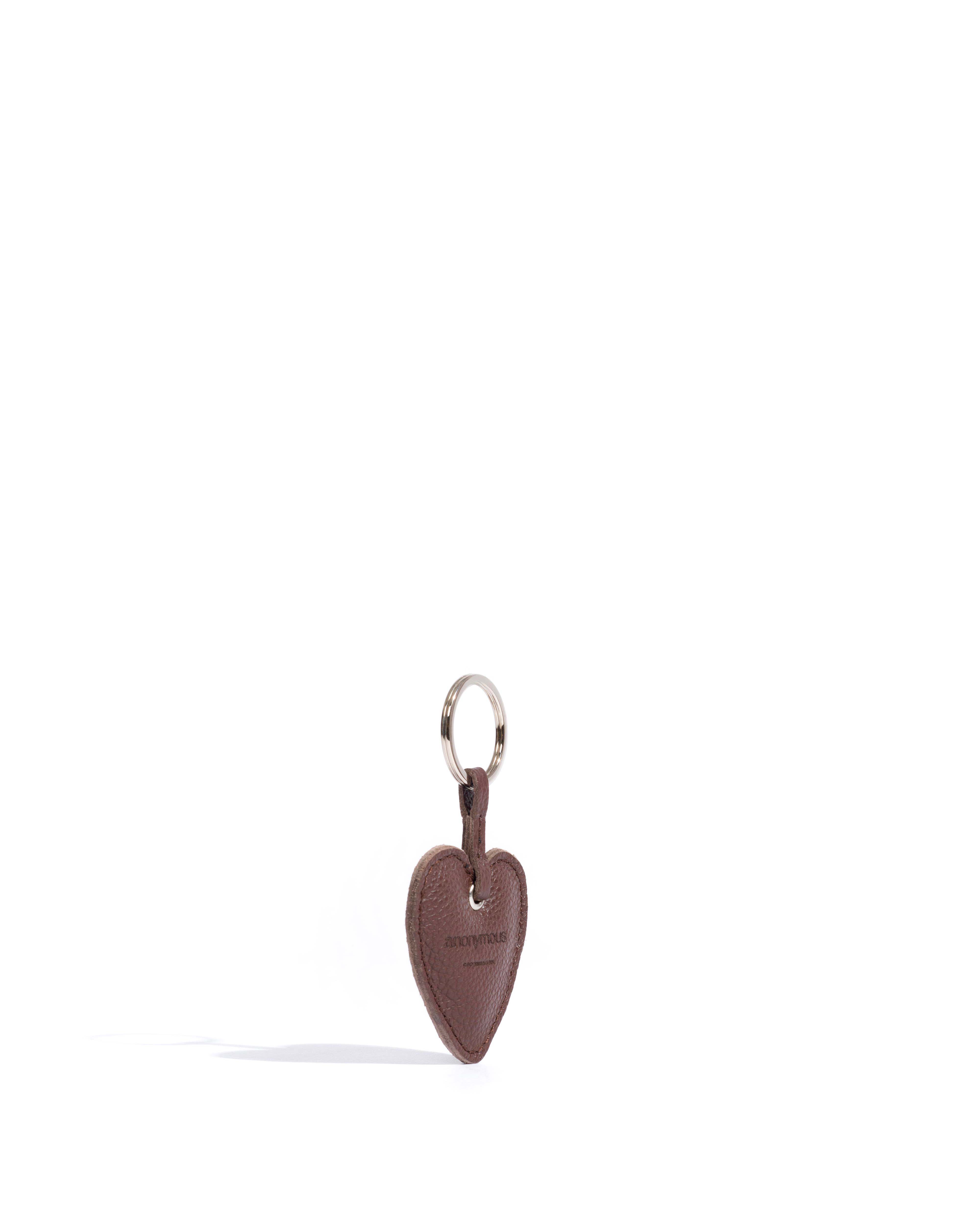 Heart keyring Pebbled soft calf Chocolate