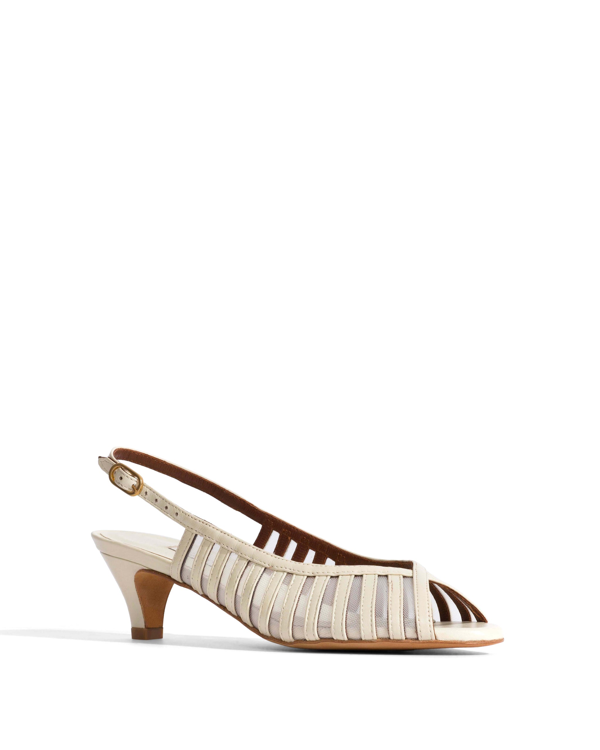 Carminho 40 mesh Shiny lamb & mesh White sand - Anonymous Copenhagen Heels