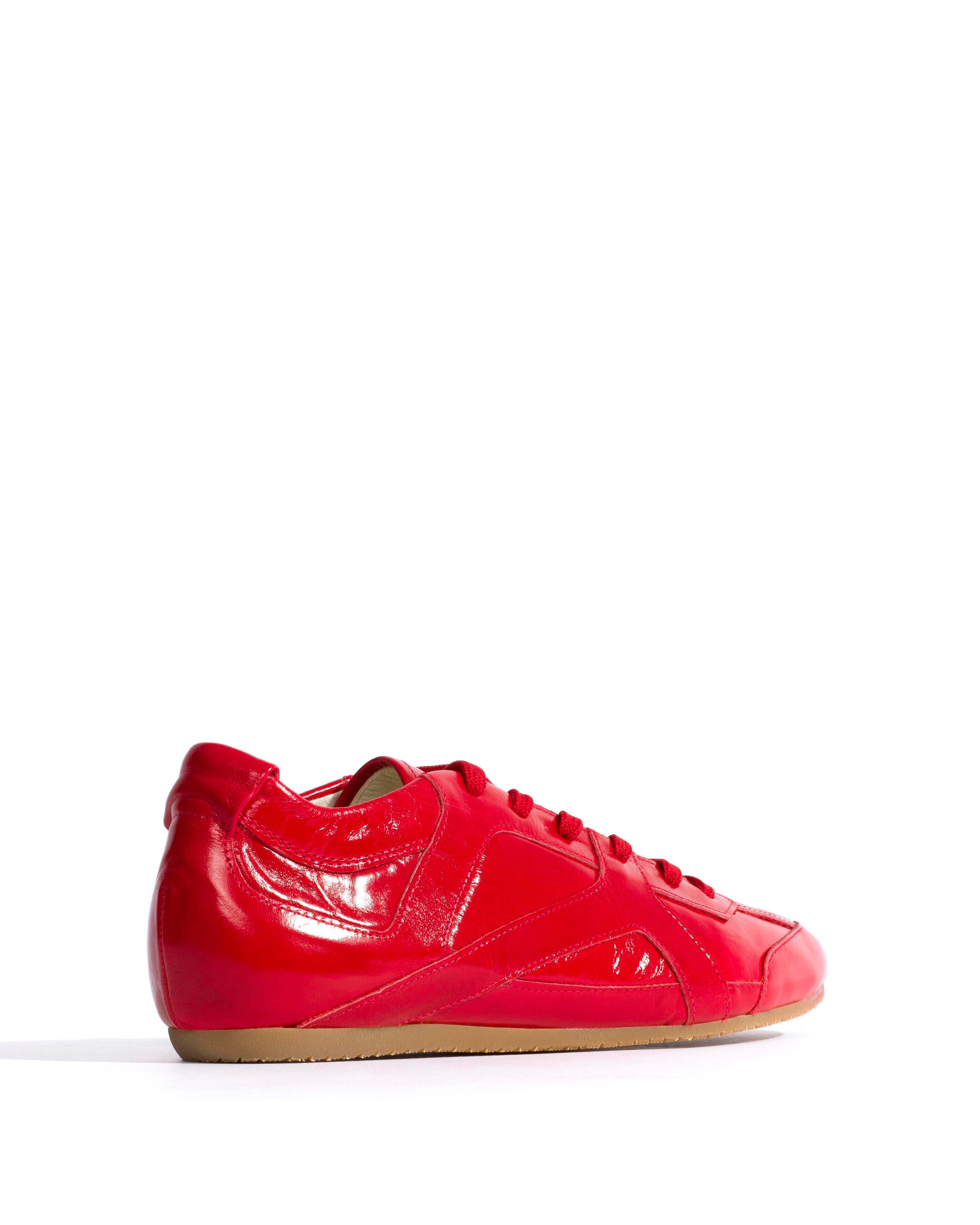 Sneakerina Crinkled polished goat Scarlet