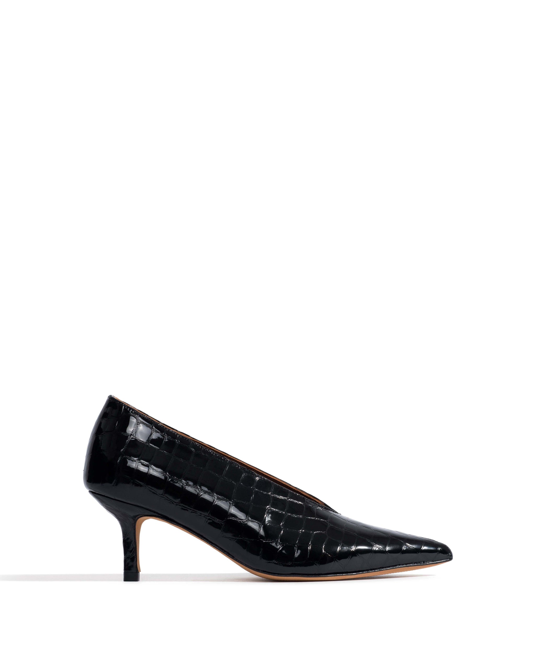 Phia 55 pin Polished croco calf Black