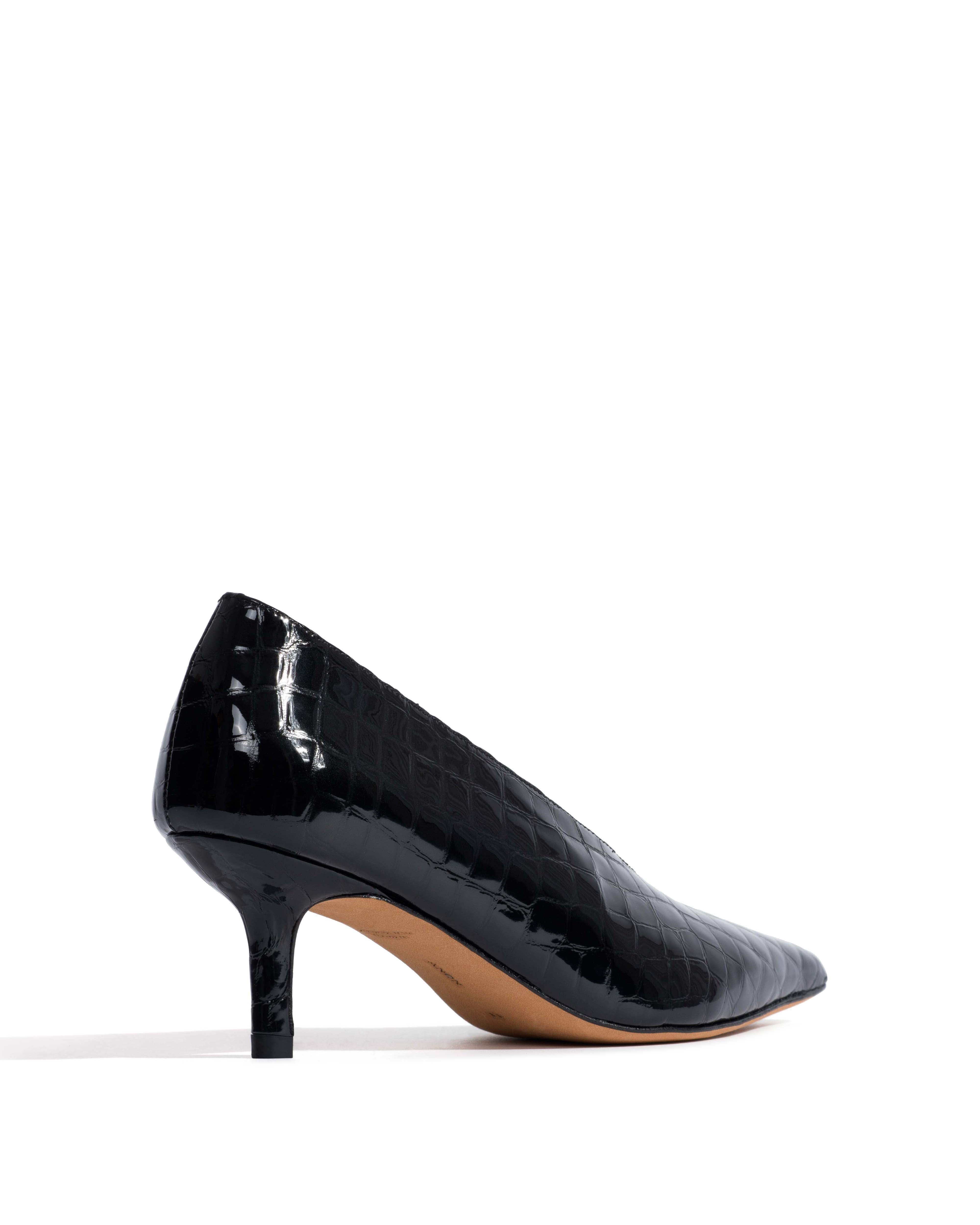 Phia 55 pin Polished croco calf Black
