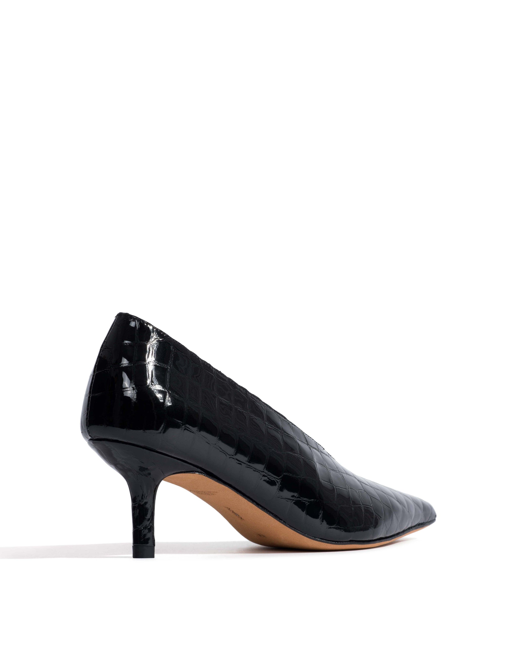 Phia 55 pin Polished croco calf Black