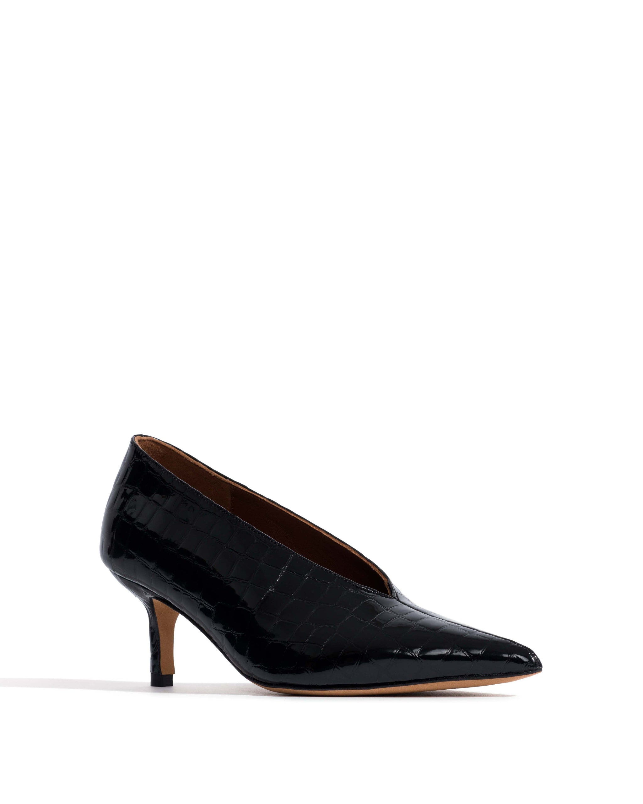 Phia 55 pin Polished croco calf Black