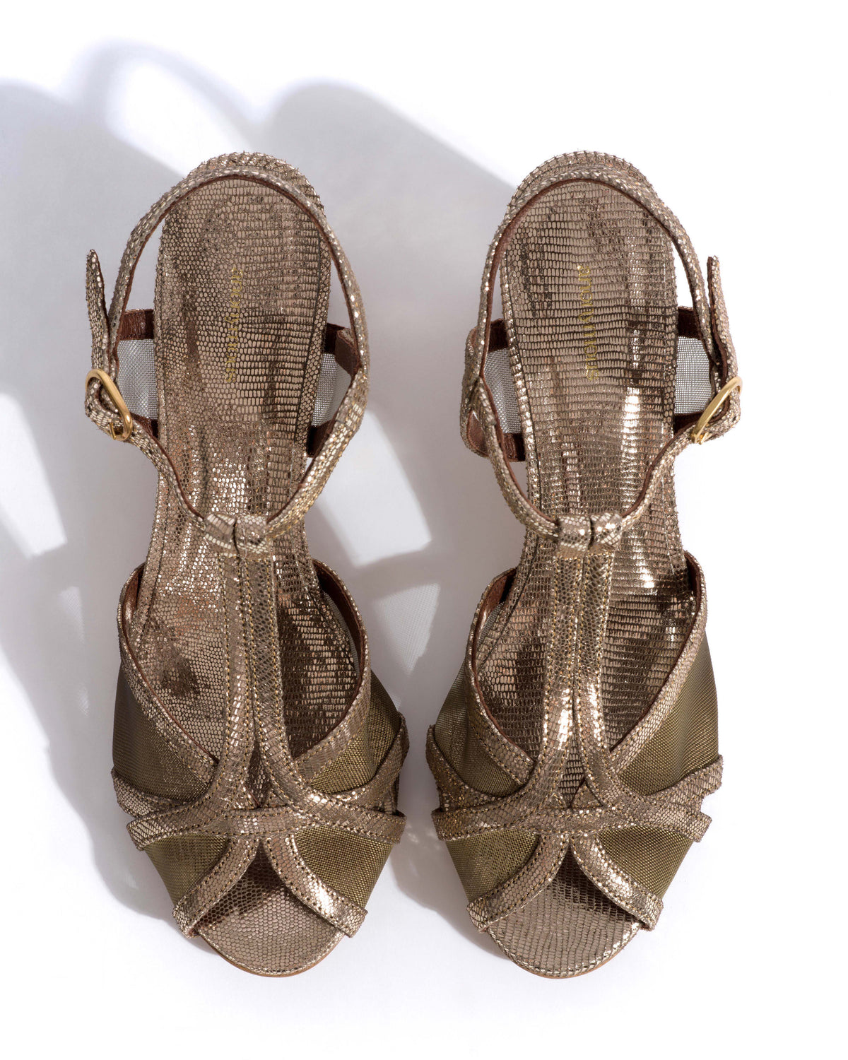 Therese 55 mesh Lizard metallic goat & mesh Vintage champagne & gold