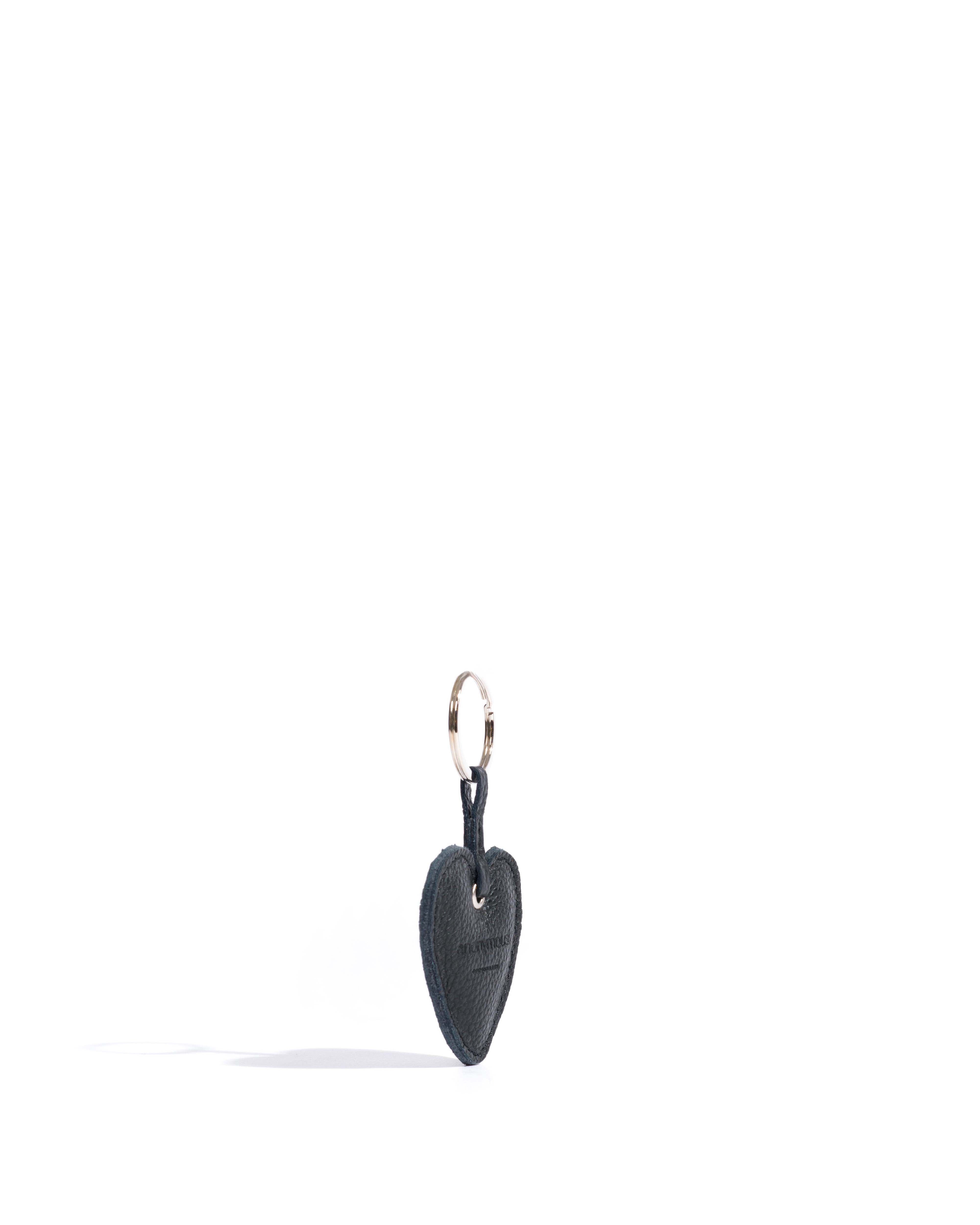 Heart keyring Pebbled soft calf Black
