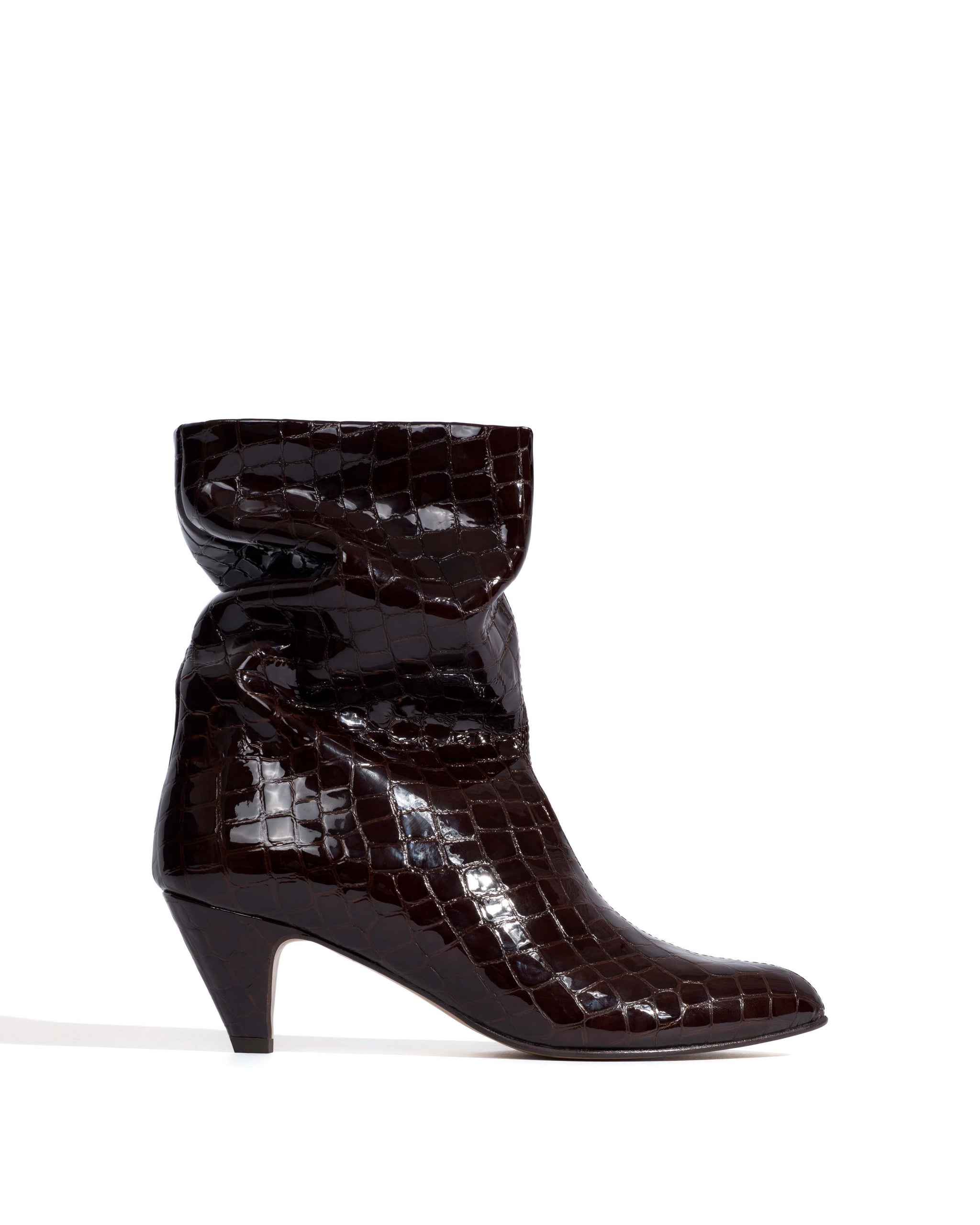 Vully 50 stiletto Polished croco calf Coffee brown