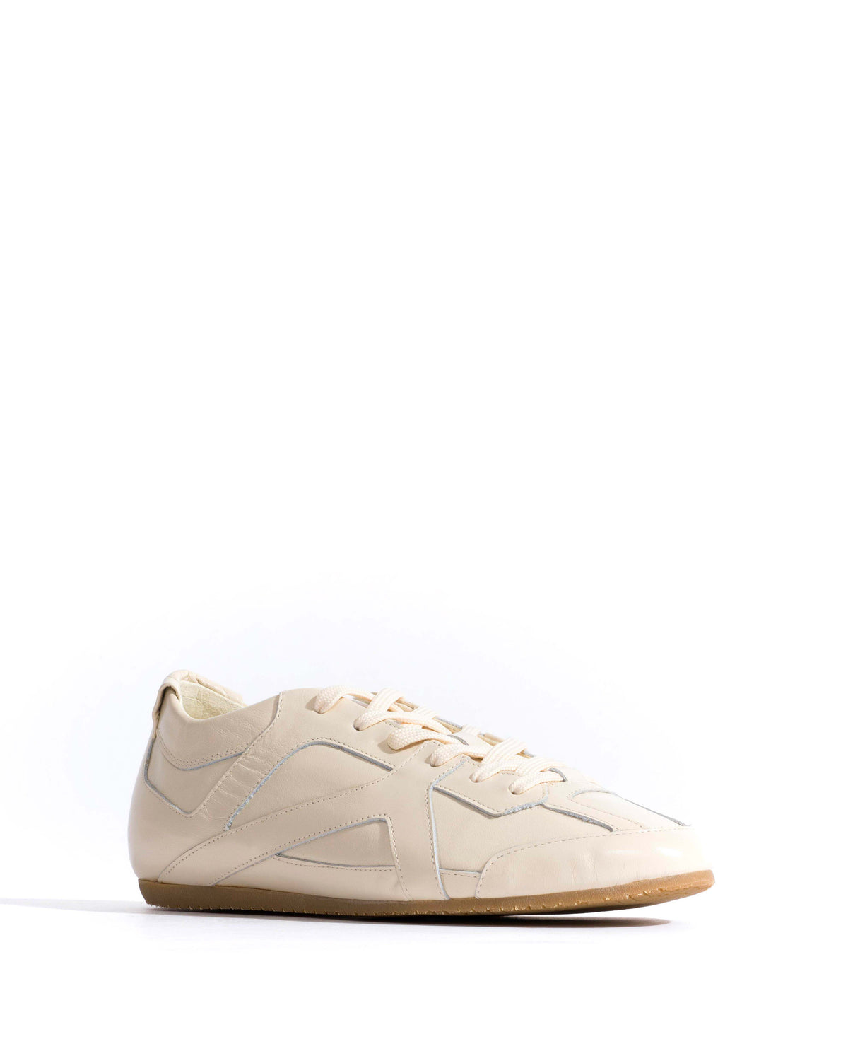 Sneakerina Crinkled polished goat White sand