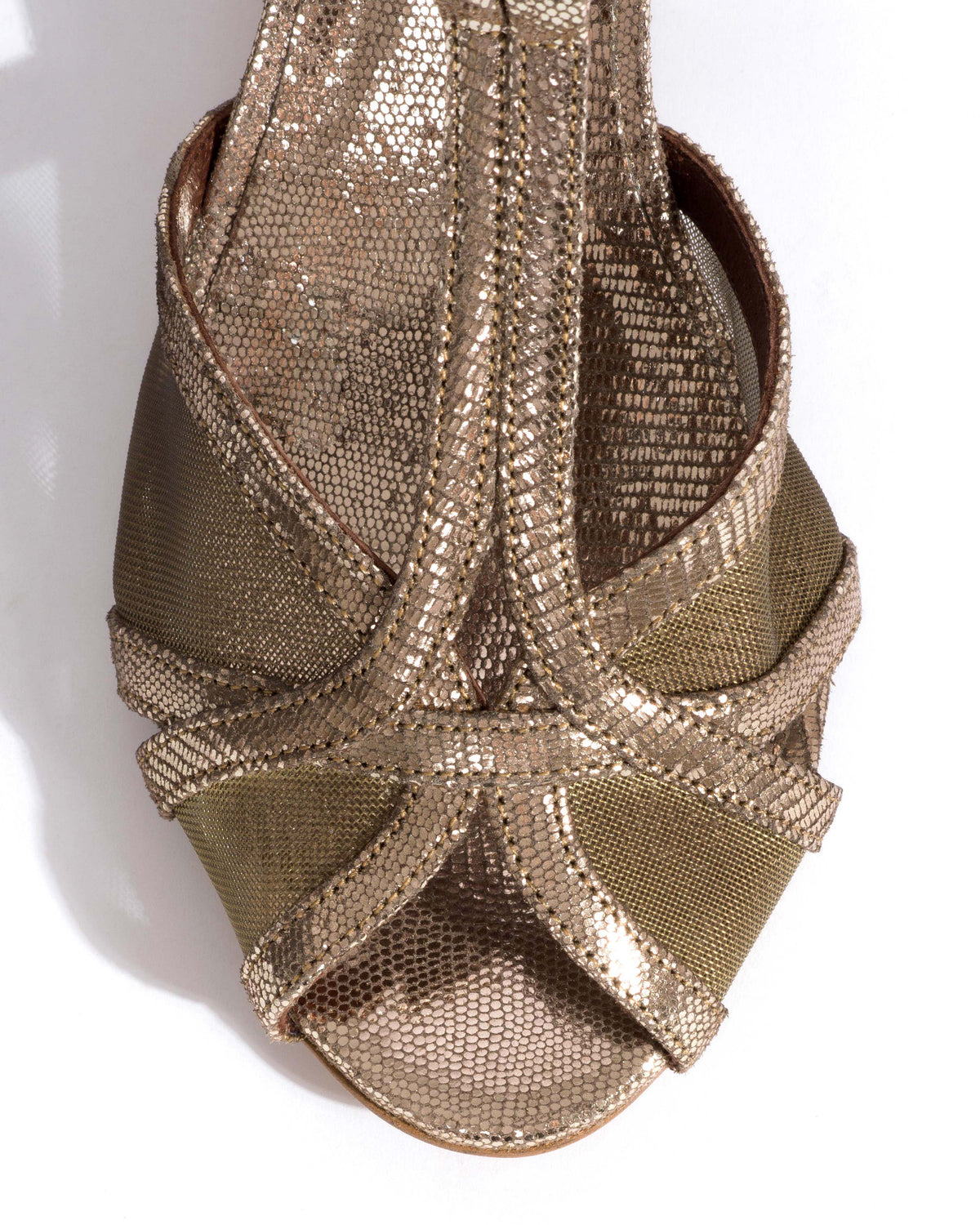 Therese 55 mesh Lizard metallic goat & mesh Vintage champagne & gold