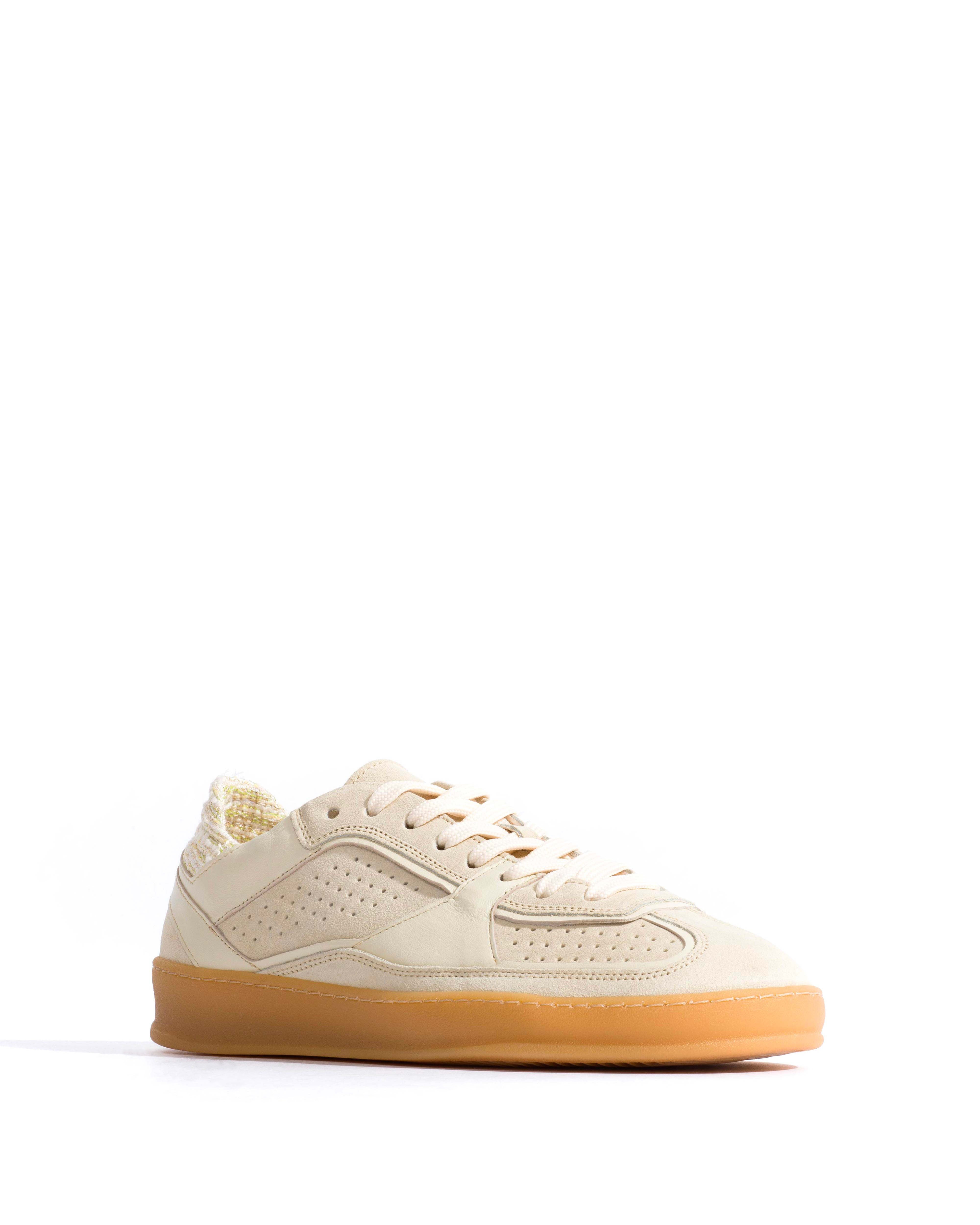 Dabbie Calf suede & sleek leather & boucle Antique white & white sand & pineapple ice