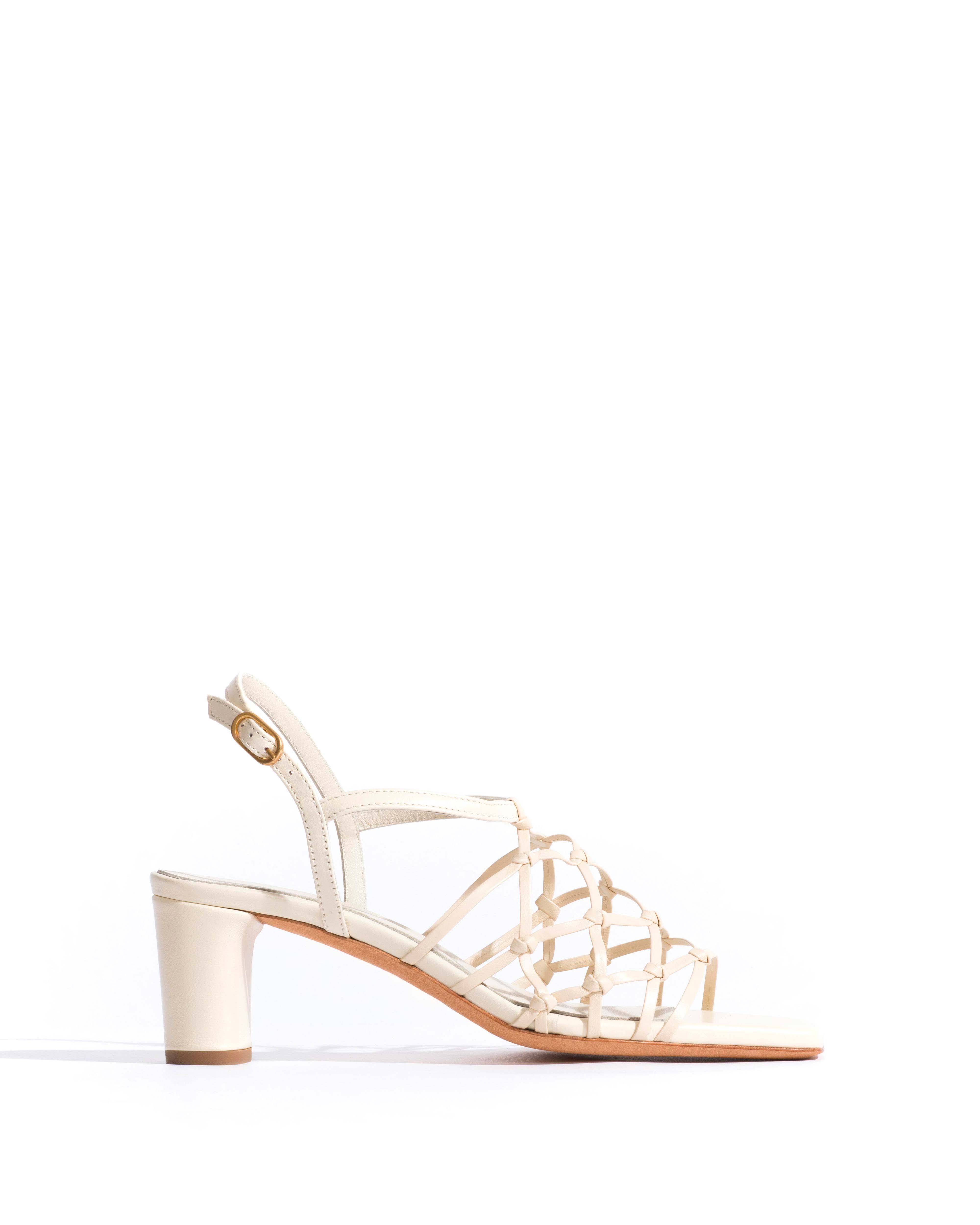 Coco 60 Hand-braided leather White sand