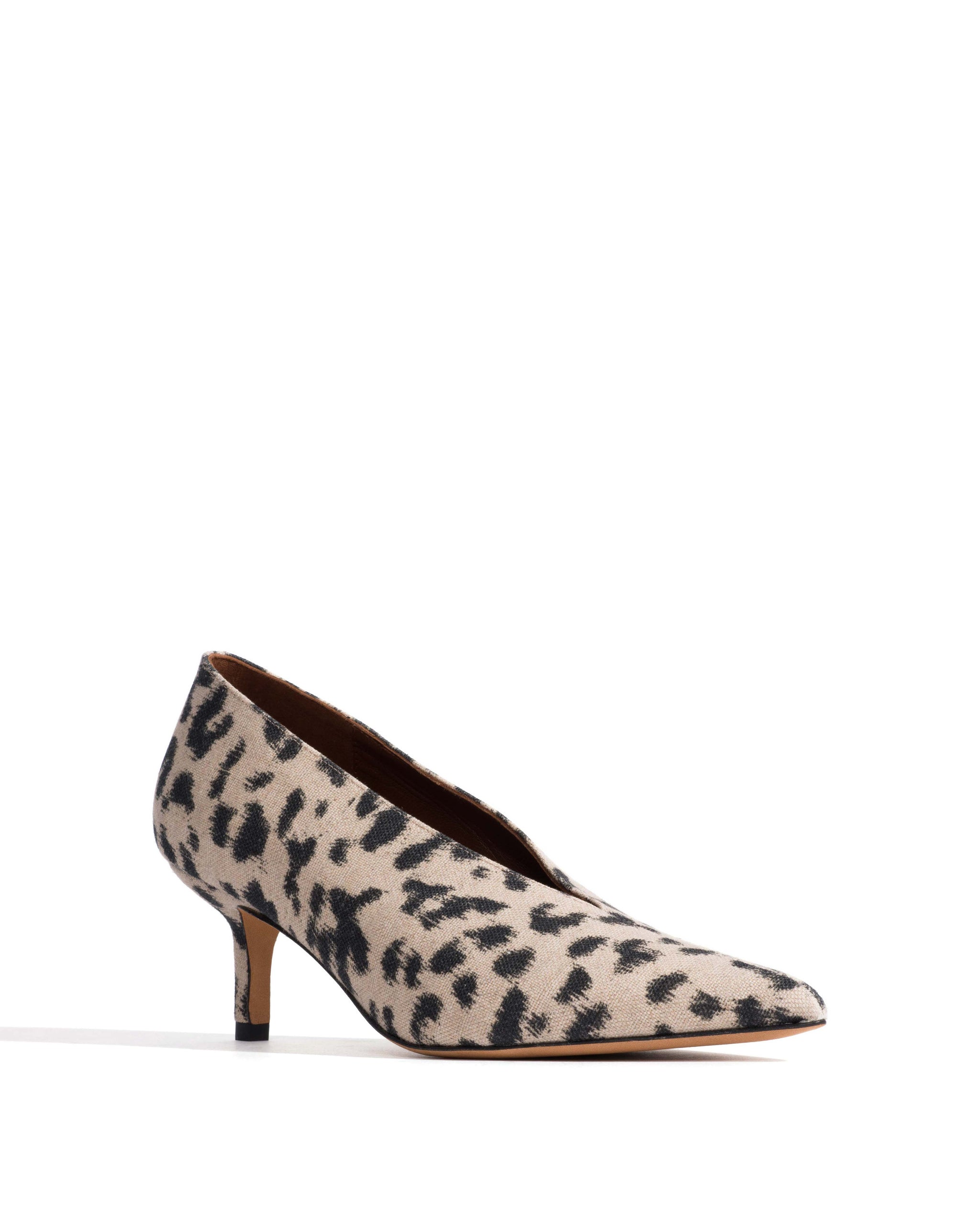 Phia 55 pin Natural cotton-linen Leopard