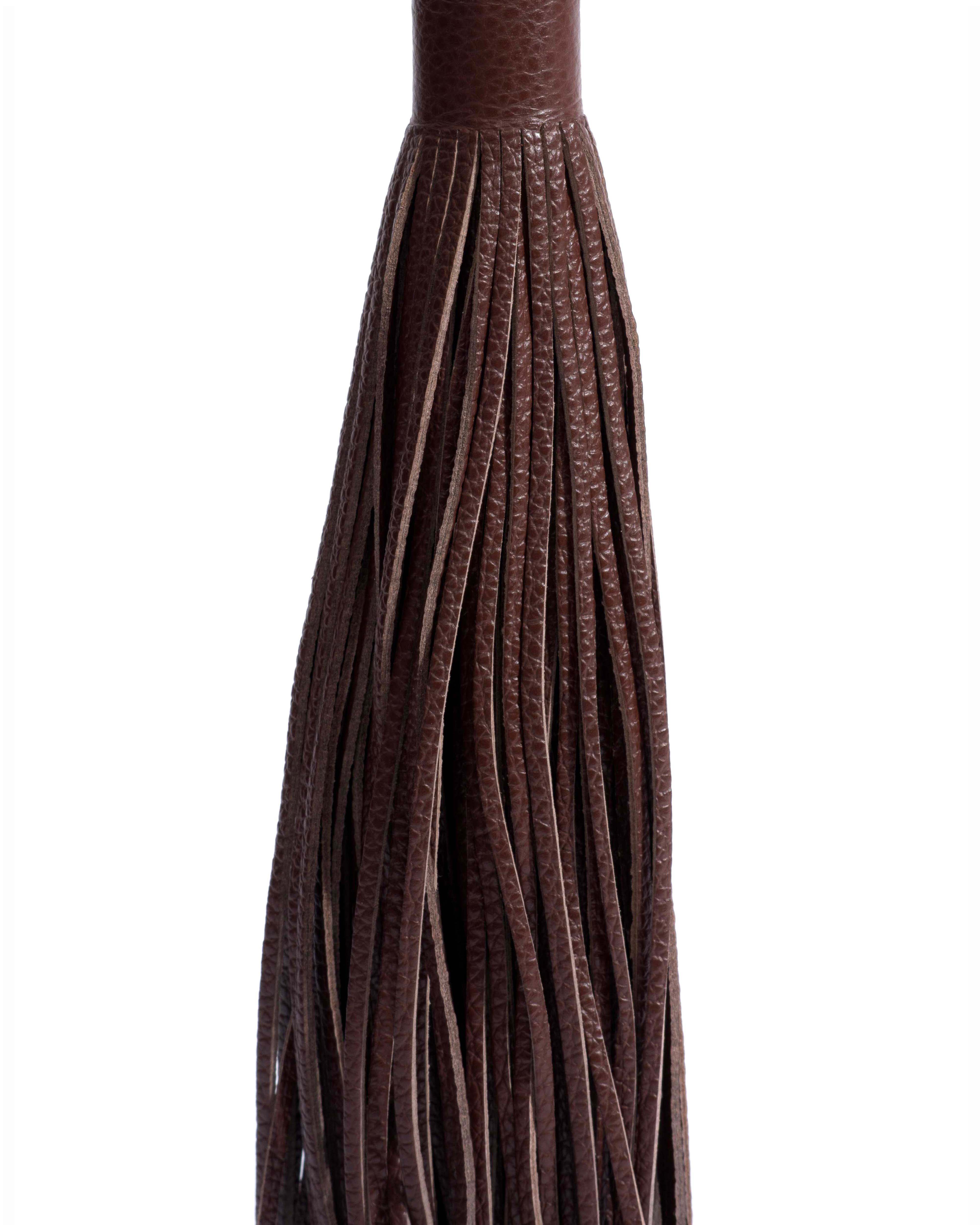 Langley fringe keyring Pebbled soft calf Chocolate