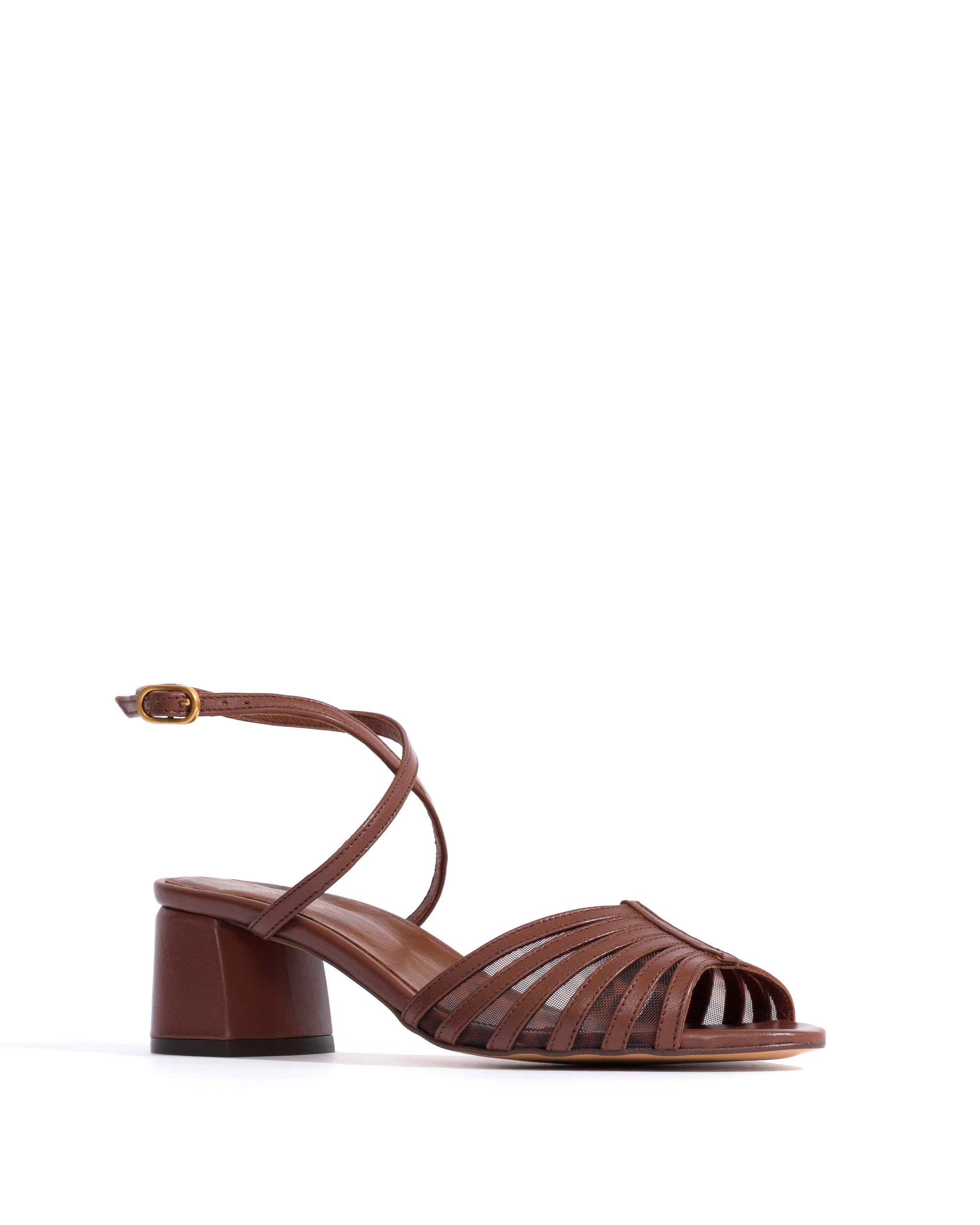 Tangie mesh Shiny lamb & mesh Chocolate & leopard - Anonymous Copenhagen Heels