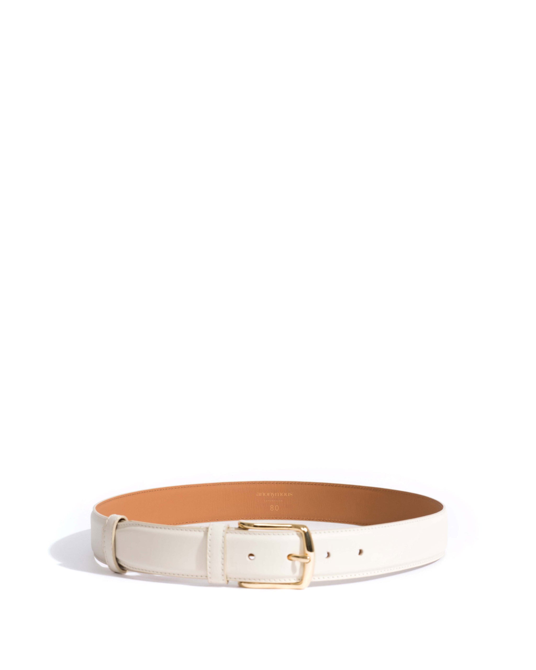 Quinn classic unisex leather belt Soft calf & metal White sand & gold buckle - Anonymous Copenhagen Belts