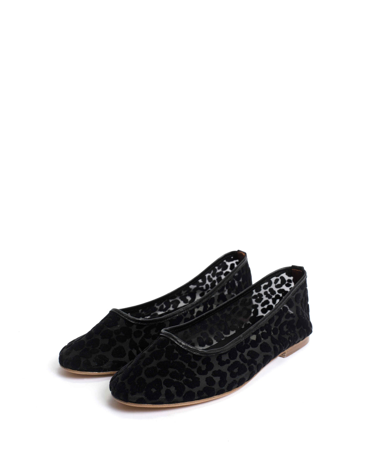 Sacha mesh Shiny lamb & mesh velvet leopard Black