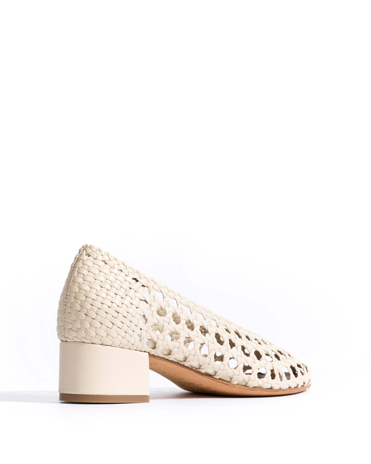 Sessi 40 hand-braided Hand-braided leather White sand