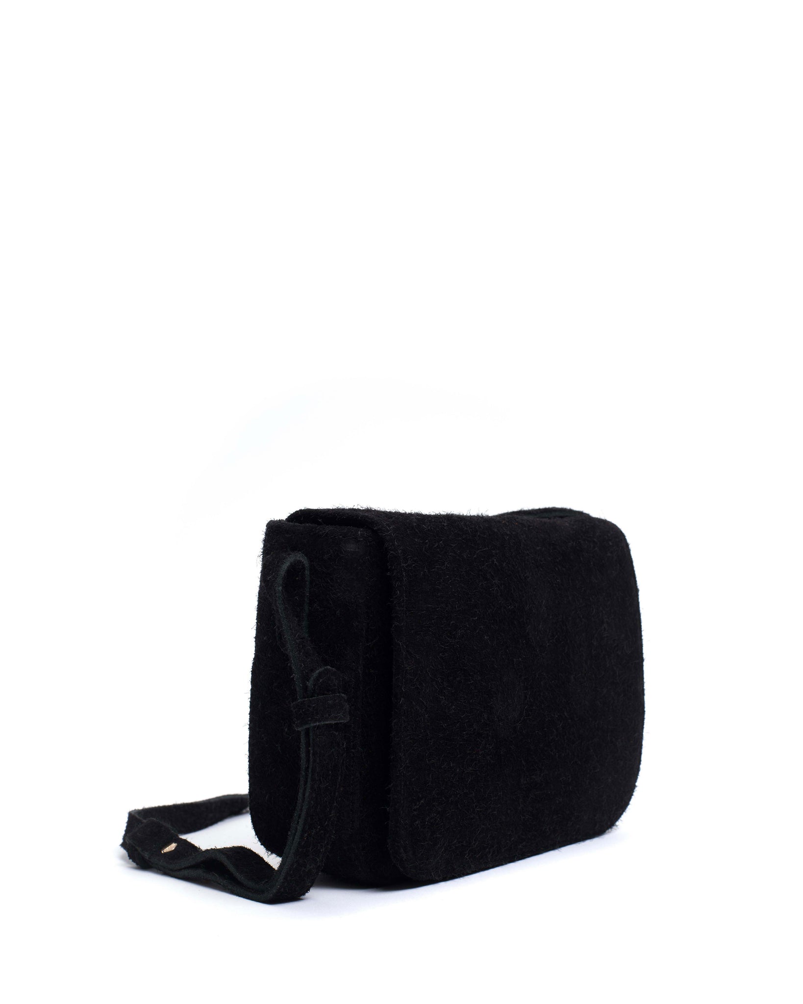 Sicha crossover bag Plushed calf suede Black - Anonymous Copenhagen