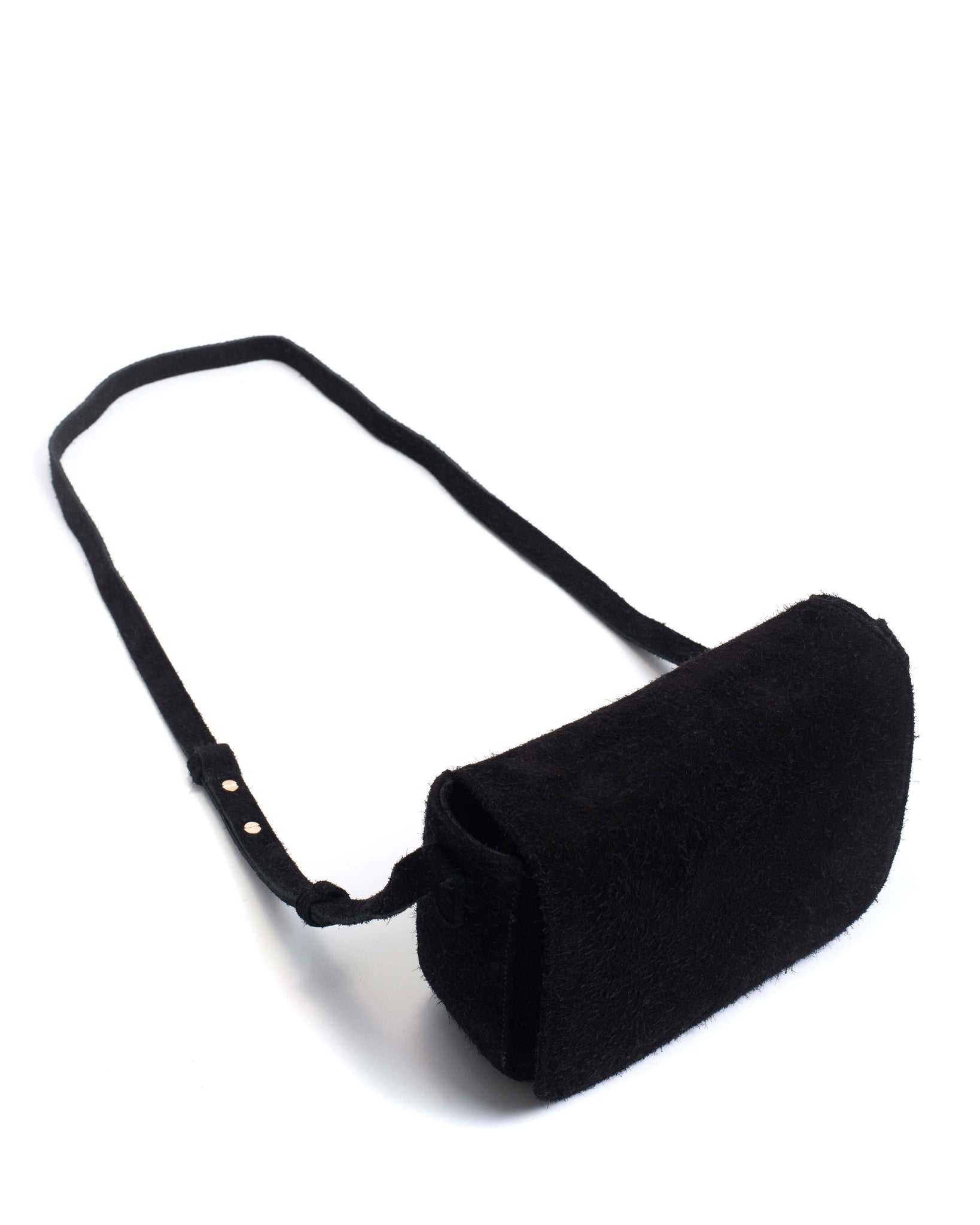 Sicha crossover bag Plushed calf suede Black - Anonymous Copenhagen