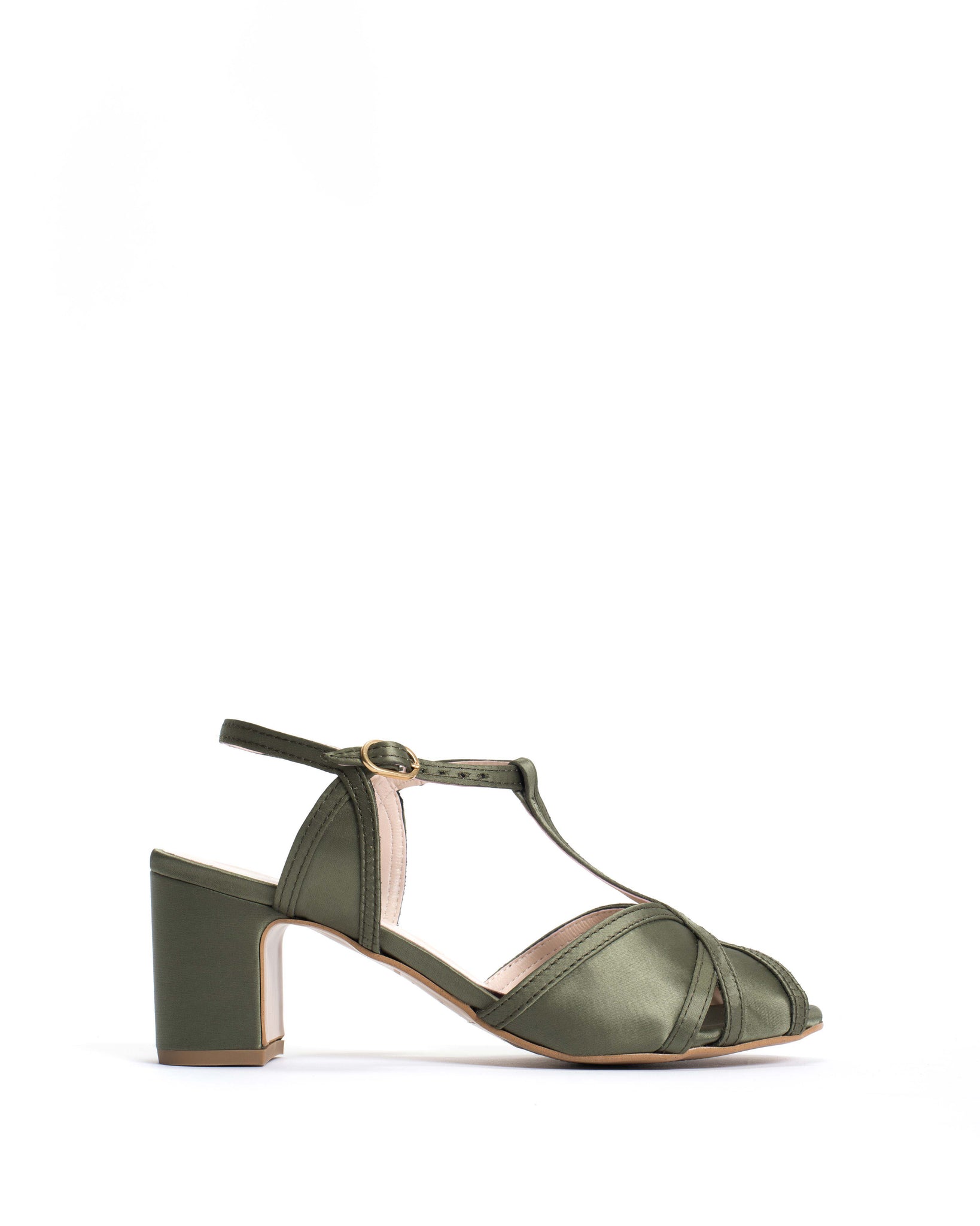 Therese 55 Antique satin vegan Olive green - Anonymous Copenhagen