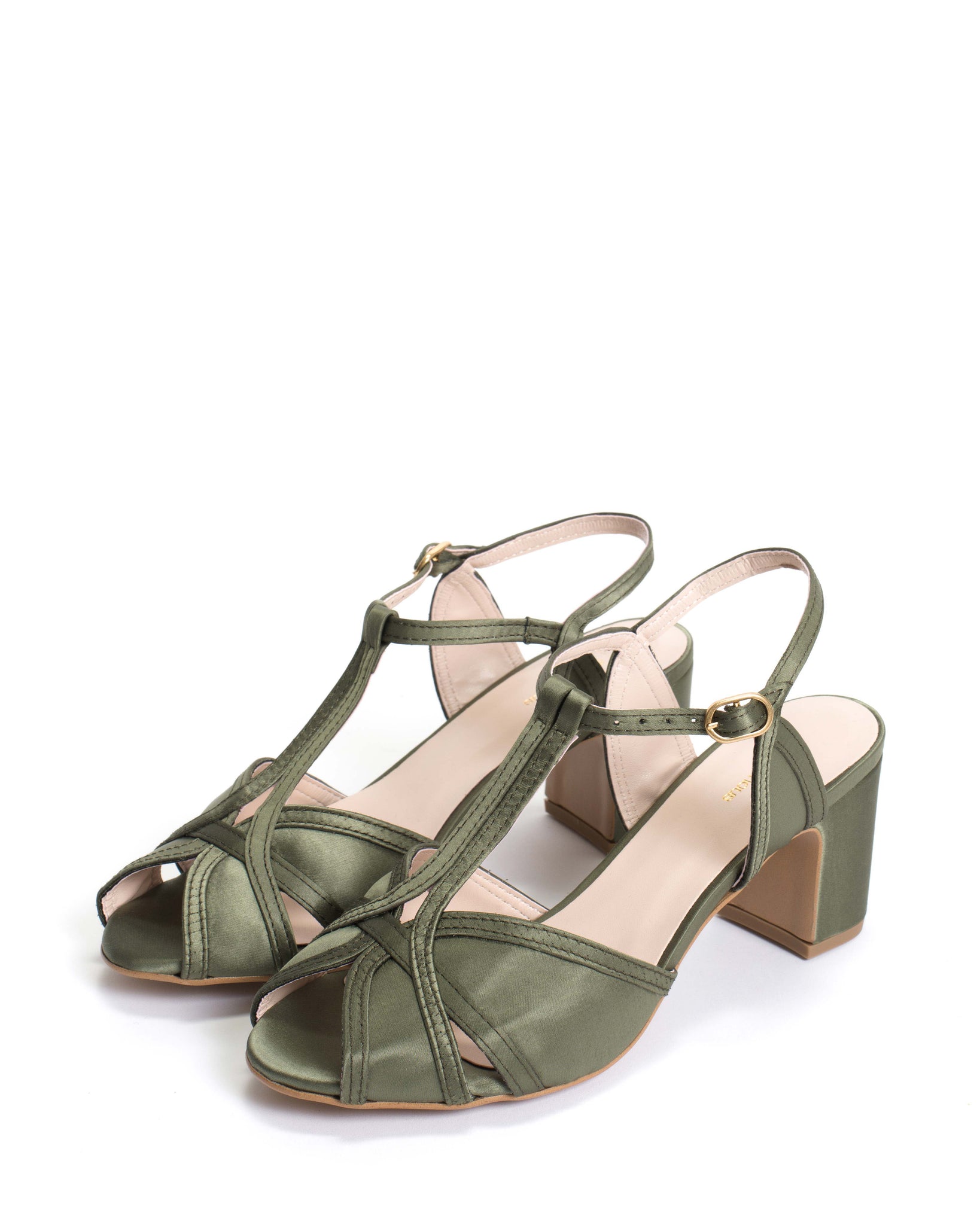 Therese 55 Antique satin vegan Olive green - Anonymous Copenhagen