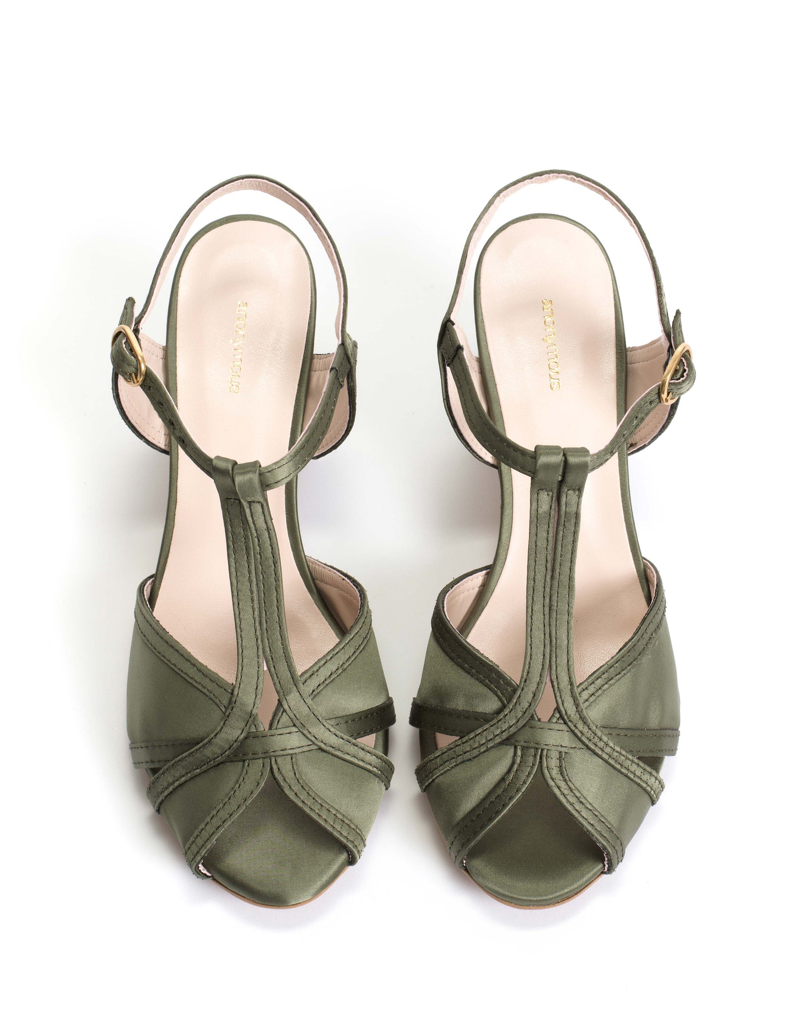 Therese 55 Antique satin vegan Olive green - Anonymous Copenhagen