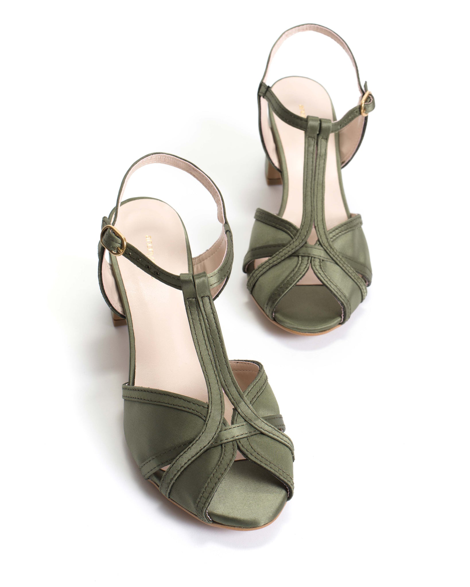 Therese 55 Antique satin vegan Olive green - Anonymous Copenhagen