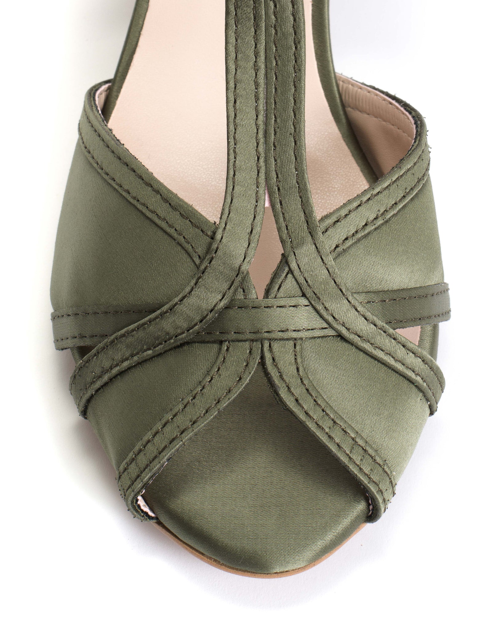 Therese 55 Antique satin vegan Olive green - Anonymous Copenhagen