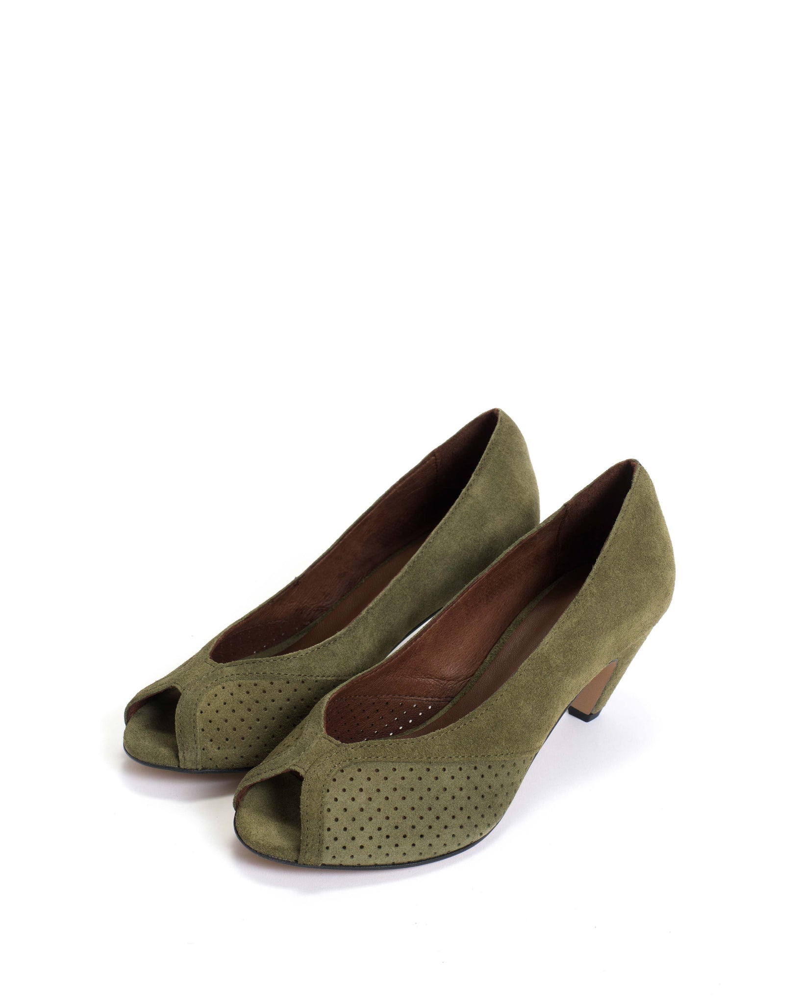 Tiffany stiletto Calf suede Olive green - Anonymous Copenhagen