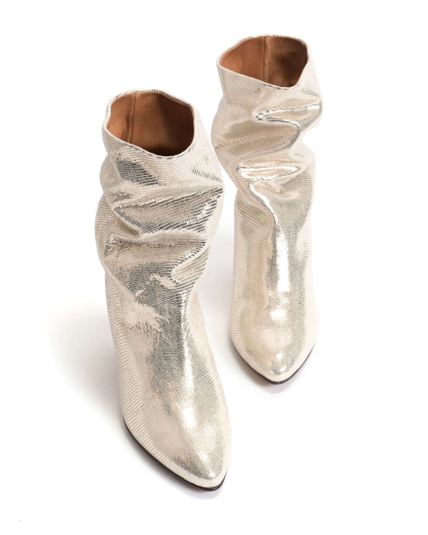 Vully 50 stiletto Lizard metallic goat Champagne - Anonymous Copenhagen